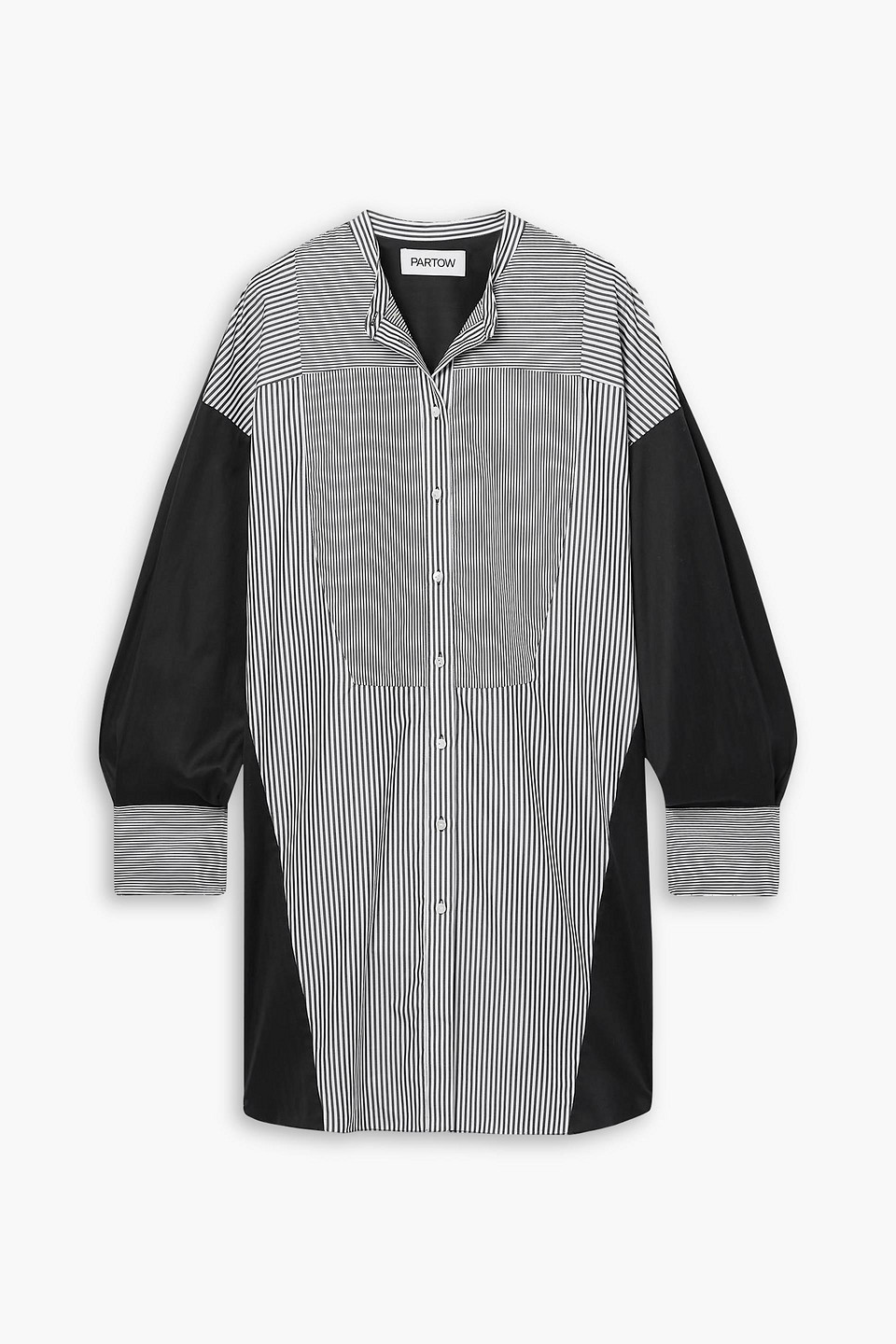 Meline paneled striped cotton-poplin tunic