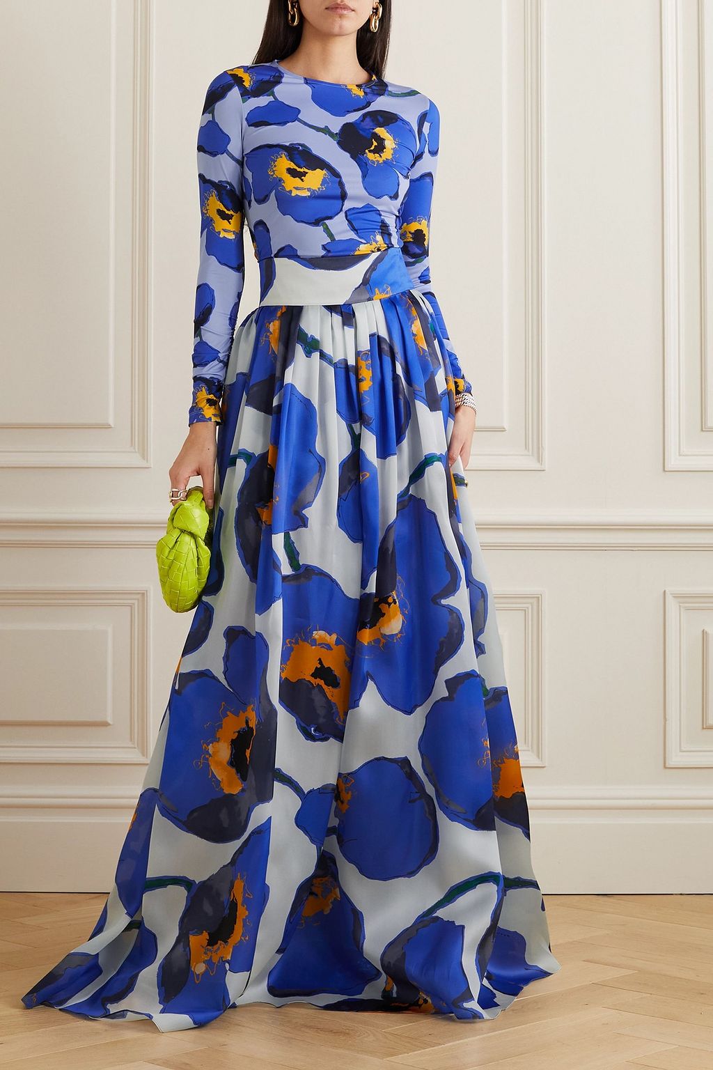 CAROLINA HERRERA Ruched floral-print stretch-jersey top