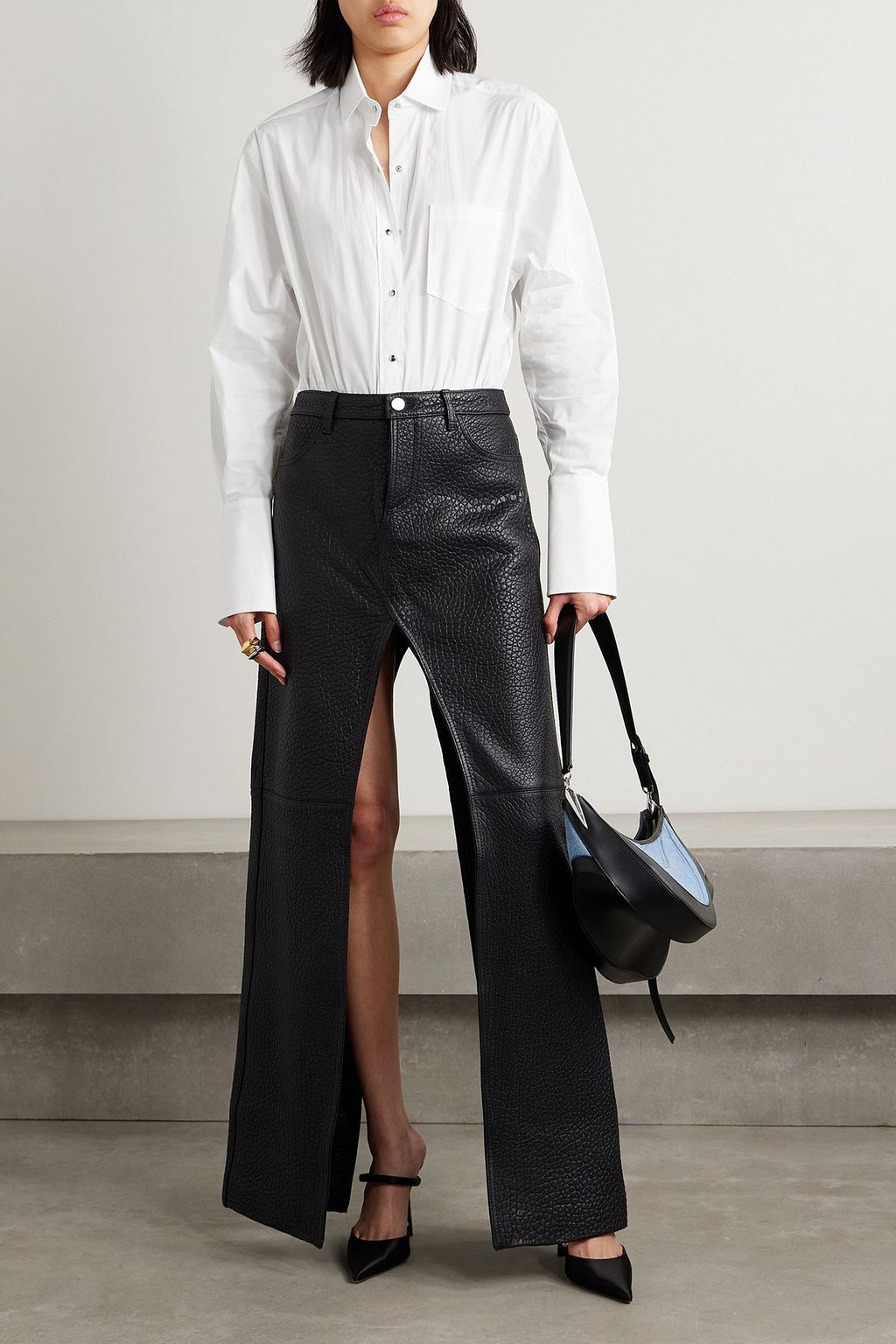 DAVID KOMA Cotton-blend poplin and stretch-jersey bodysuit