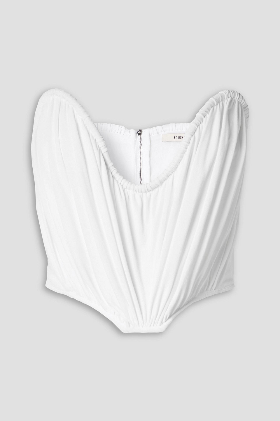 Et Ochs Holly Strapless Gathered Stretch-crepe Bustier Top In White