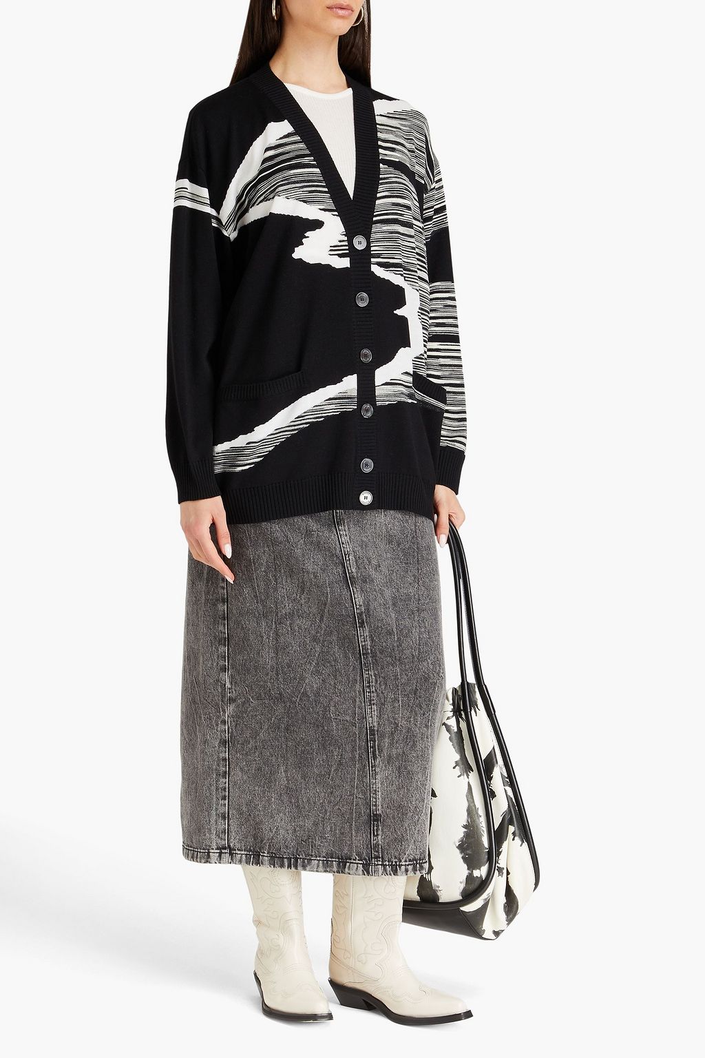MISSONI كارديغان من الصوف المحبوك بحبكة إنتارسيا مصبوغ بألوان متداخلة