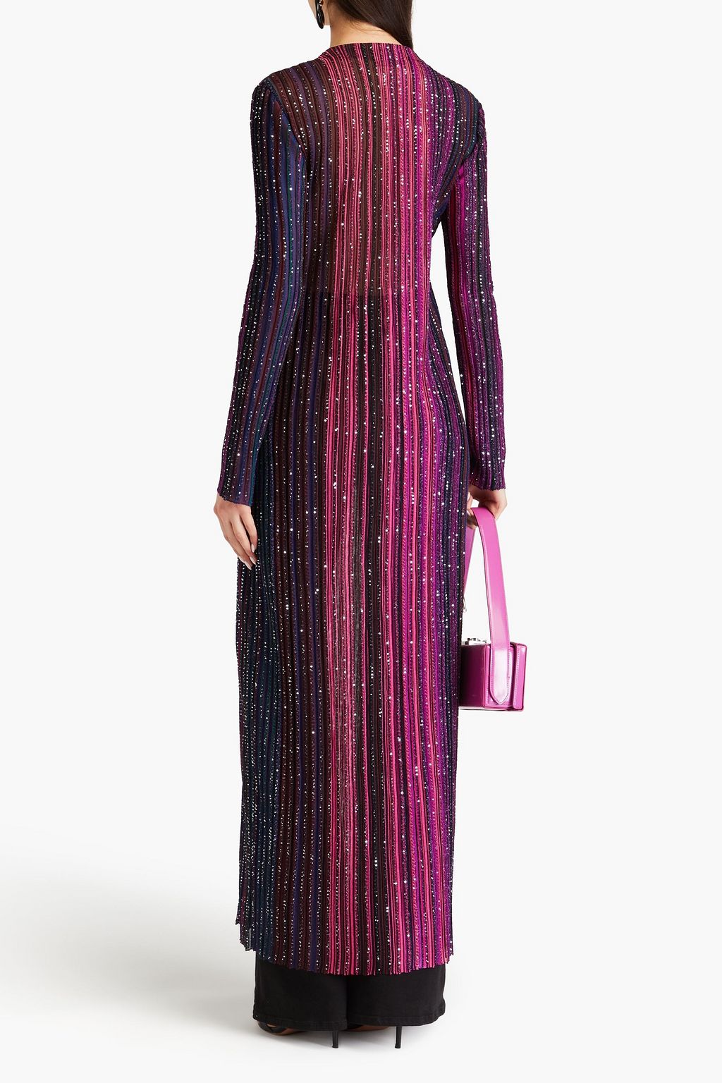 MISSONI Sequin-embellished striped ribbed-knit cardigan