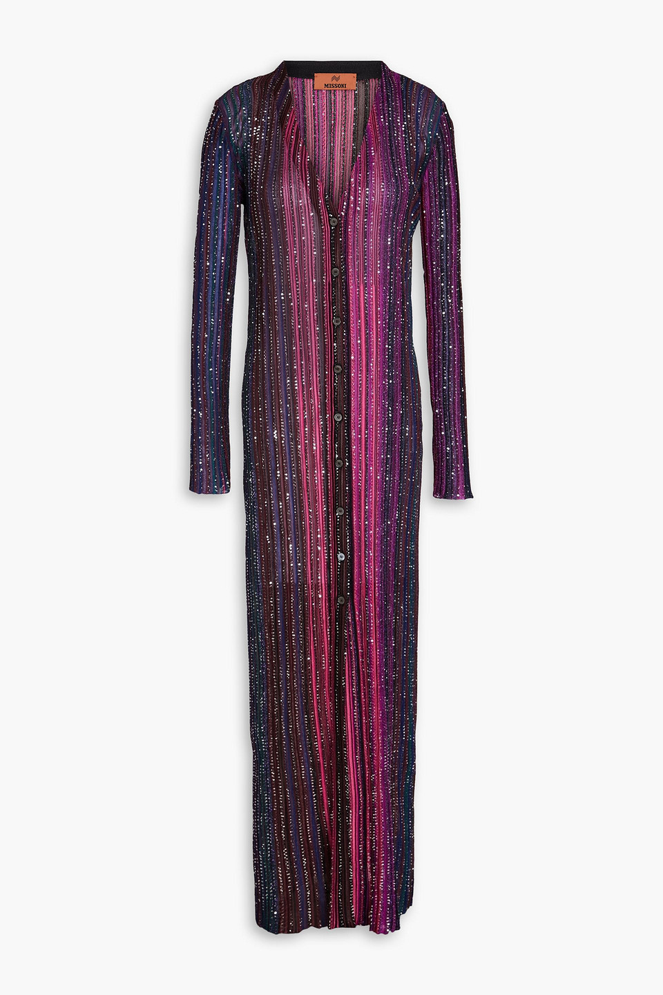 Missoni Gestreifter Cardigan Aus Rippstrick Mit Pailletten In Schwarz