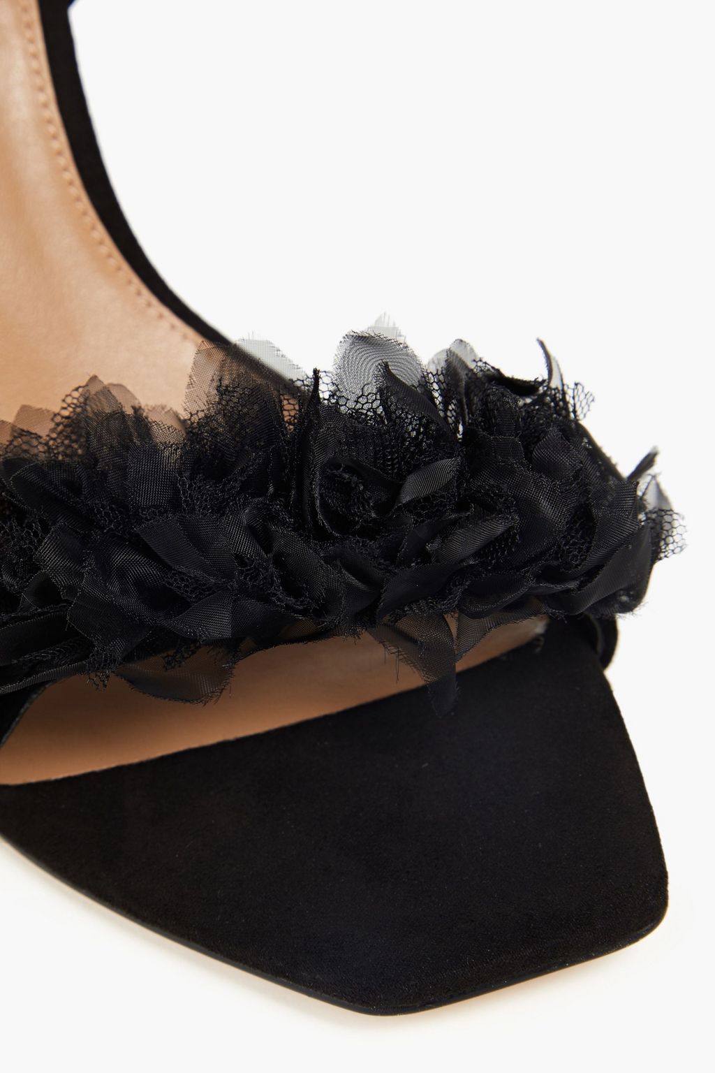 SAM EDELMAN Leilani ruffled tulle and suede sandals