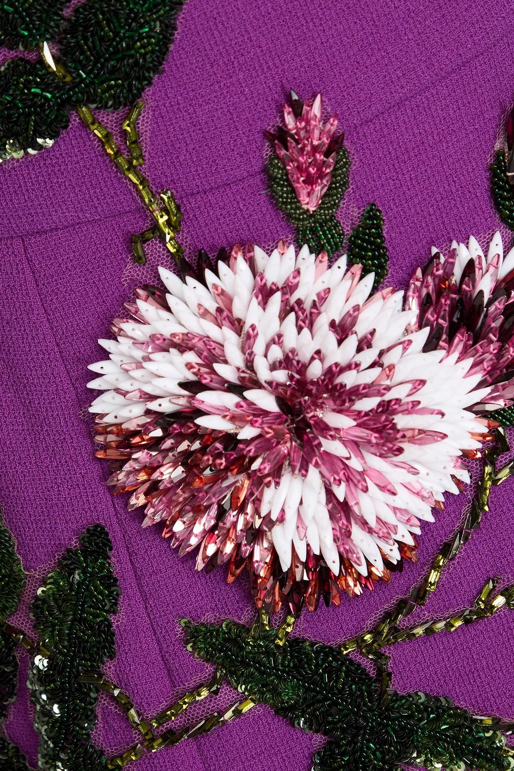 OSCAR DE LA RENTA فستان متوسط الطول من الكريب المصنوع من مزيج الصوف بتصميم مزركش ومكشوف الكتفين