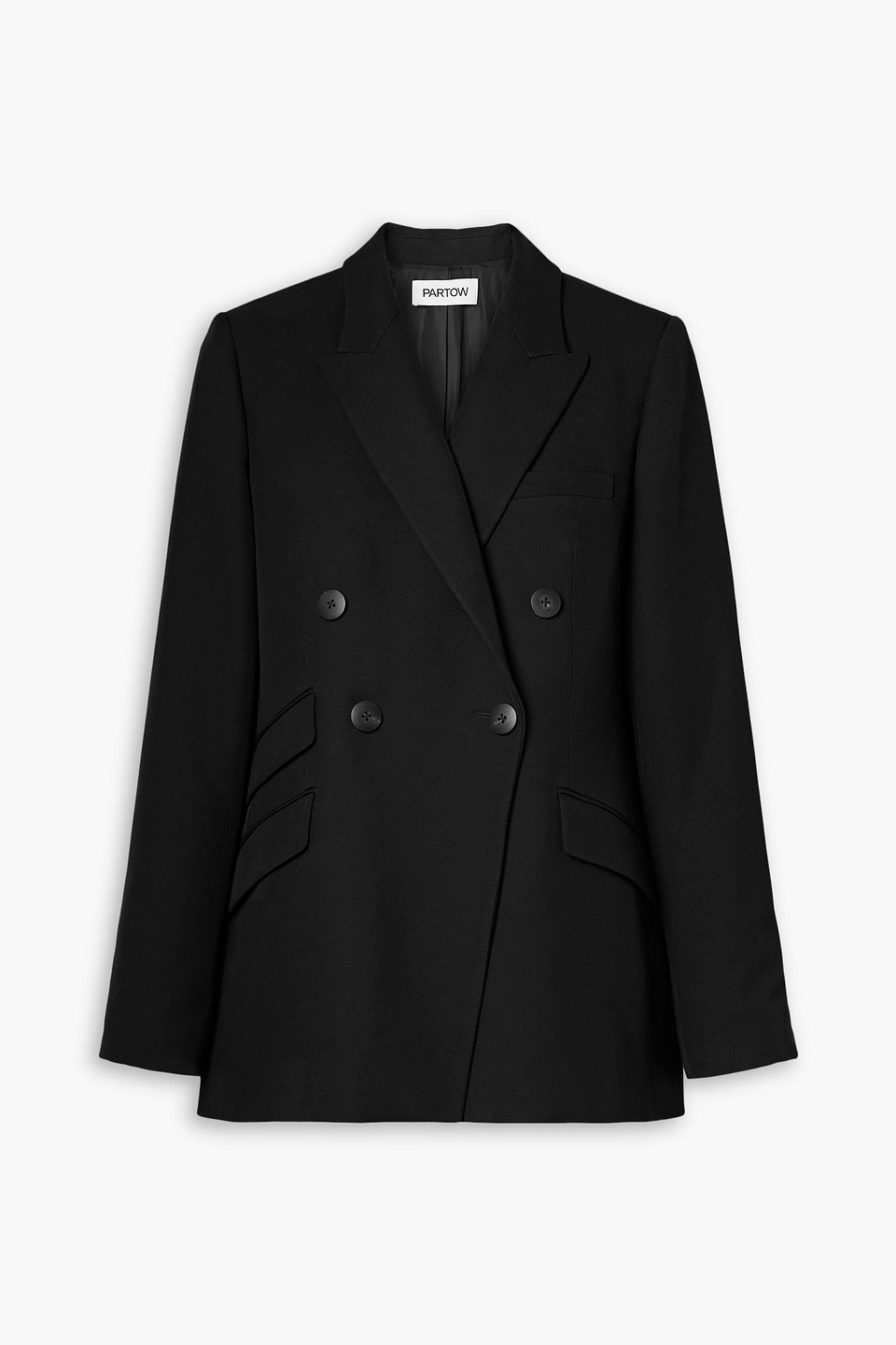 Partow Virgin Wool Double Breasted Blazer With Flap Pocket In Black