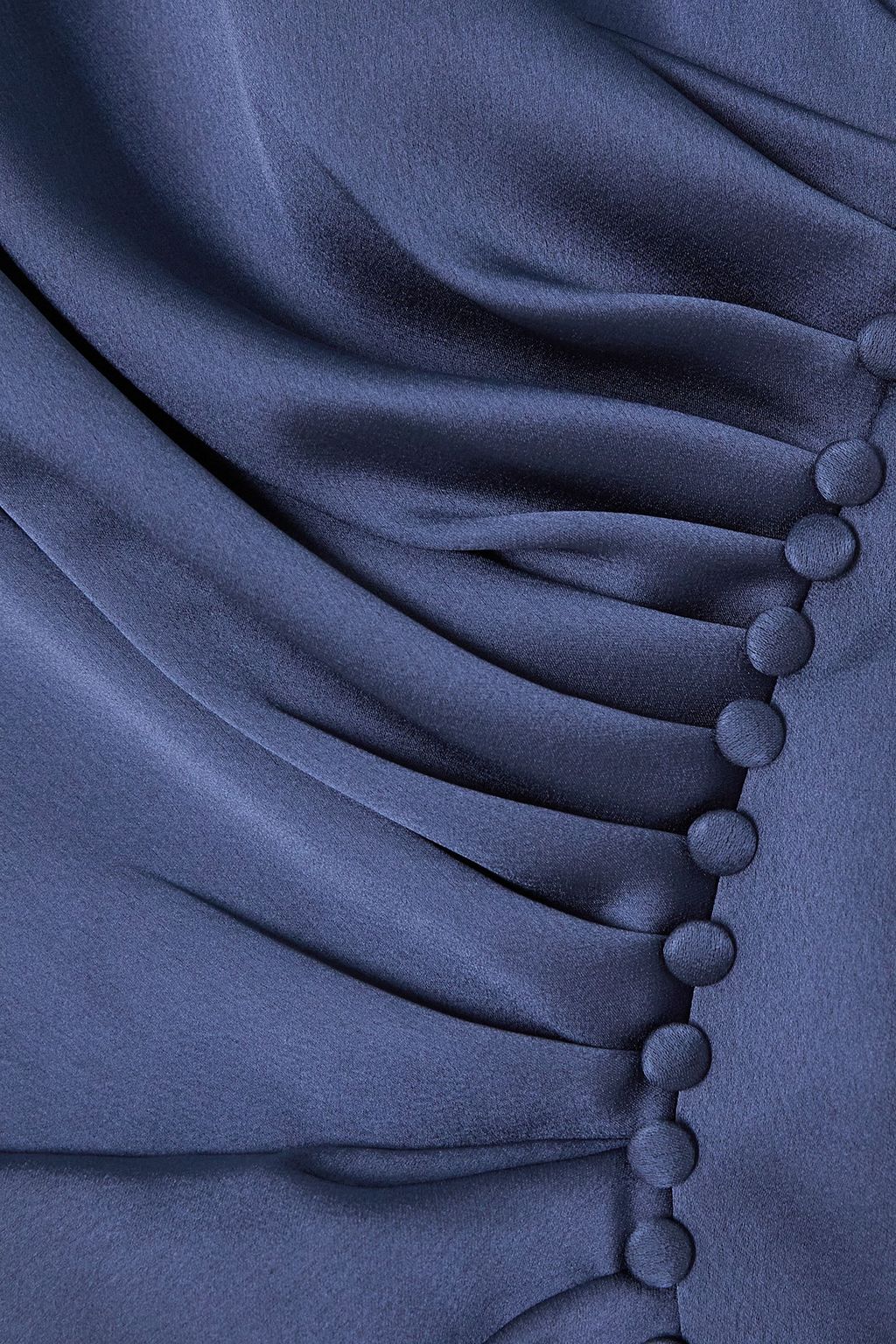 RASARIO Button-embellished draped satin midi dress