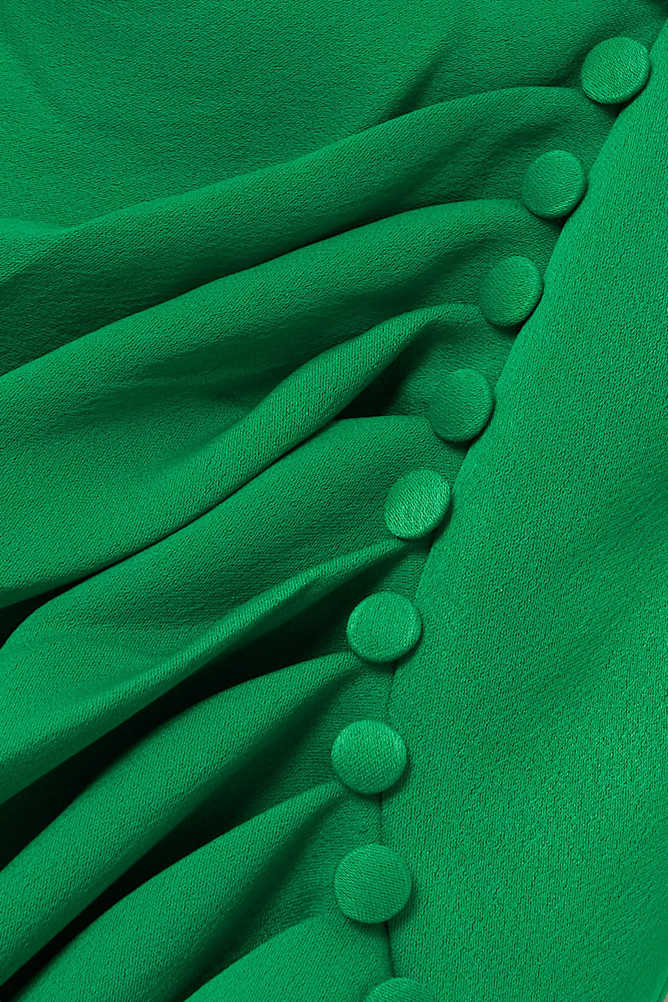 RASARIO BUTTON-EMBELLISHED GATHERED CREPE MAXI DRESS