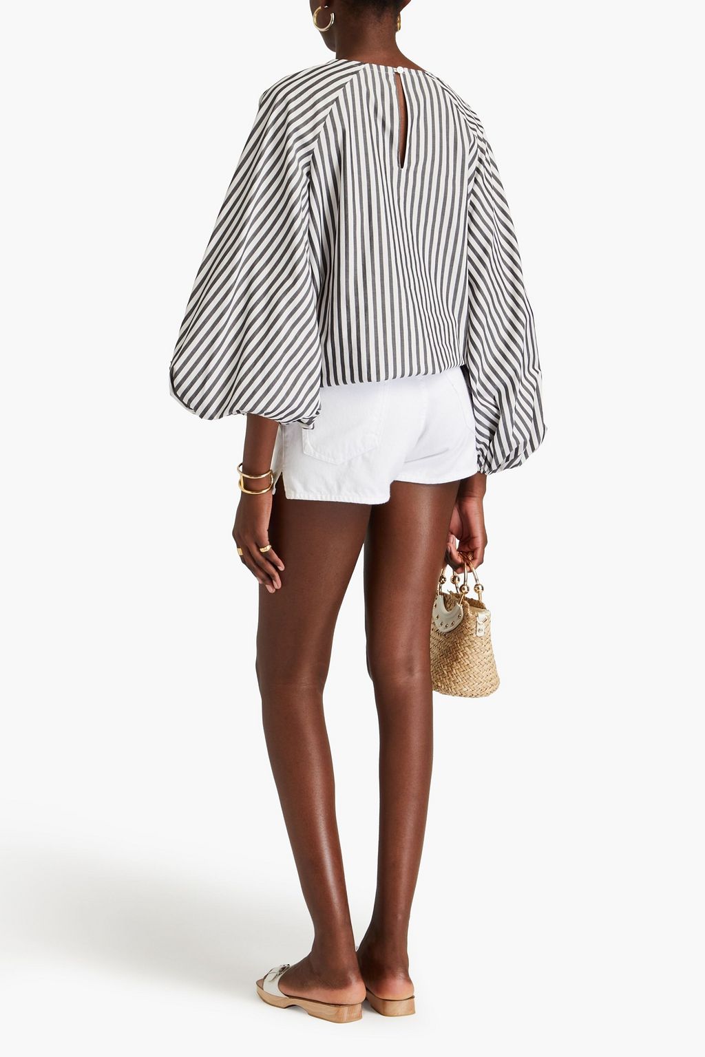 CAROLINA HERRERA Striped cotton-poplin top