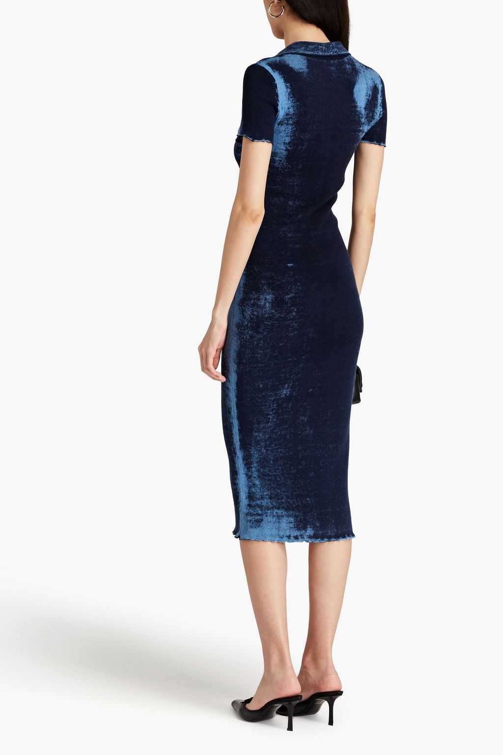 COTTON BY AUTUMN CASHMERE Acid-wash ribbed cotton midi dress