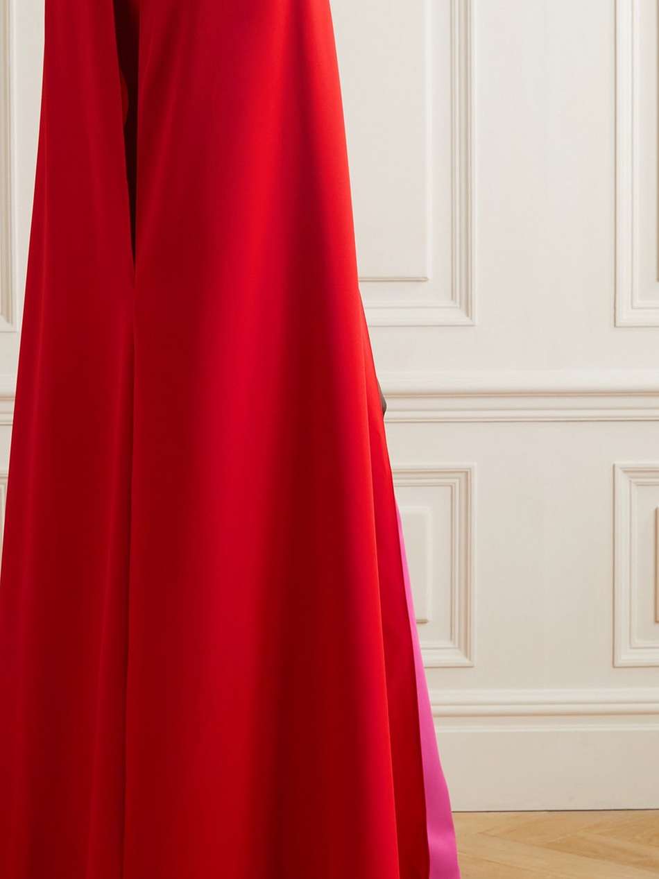 two-tone twist-front stretch-crepe gown