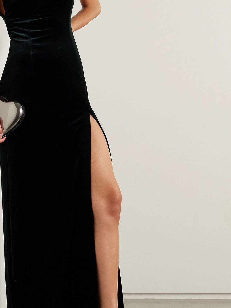 liza stretch-velvet gown