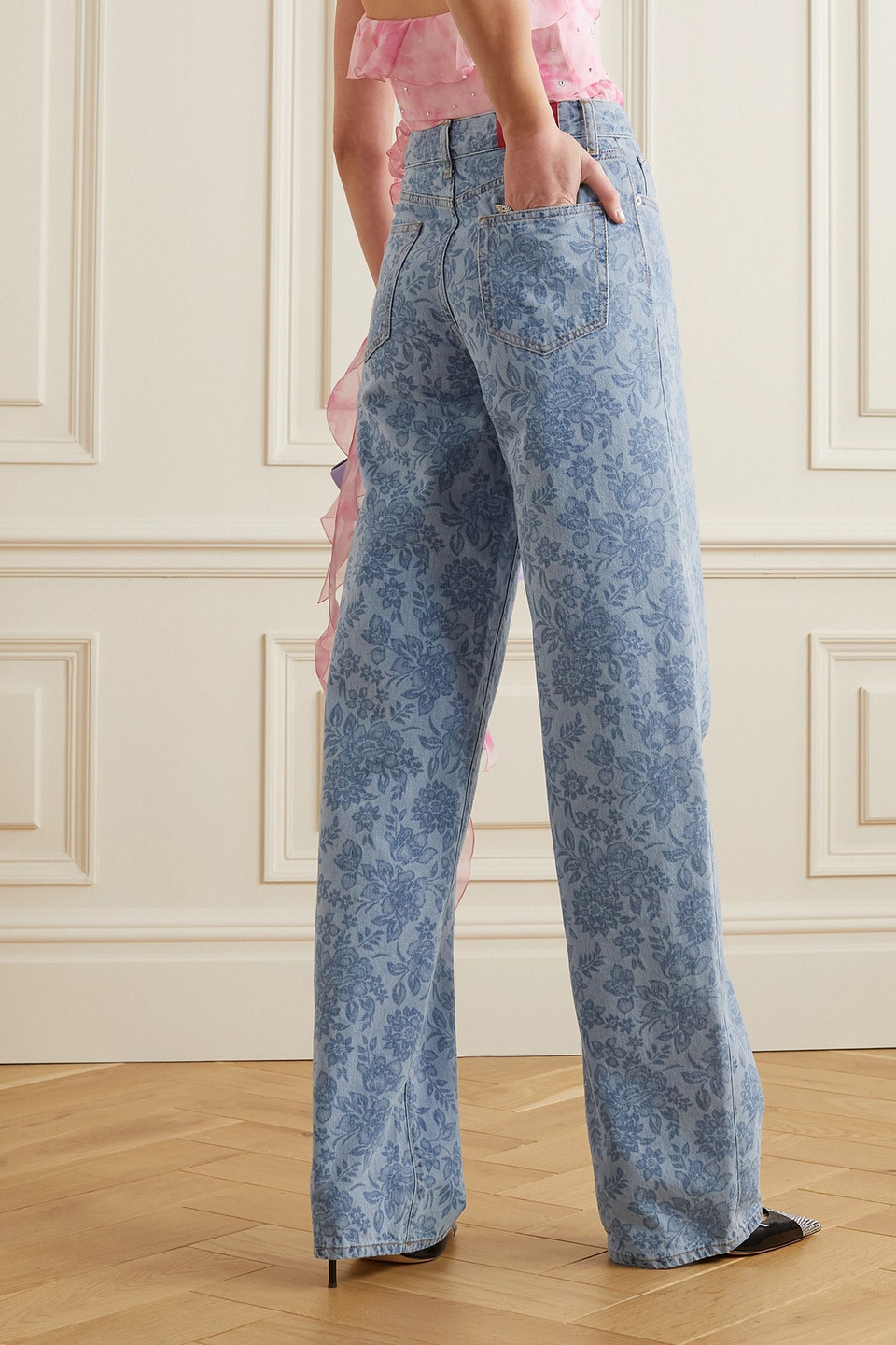 Alessandra Rich Floral-print wide-leg jeans | Smart Closet