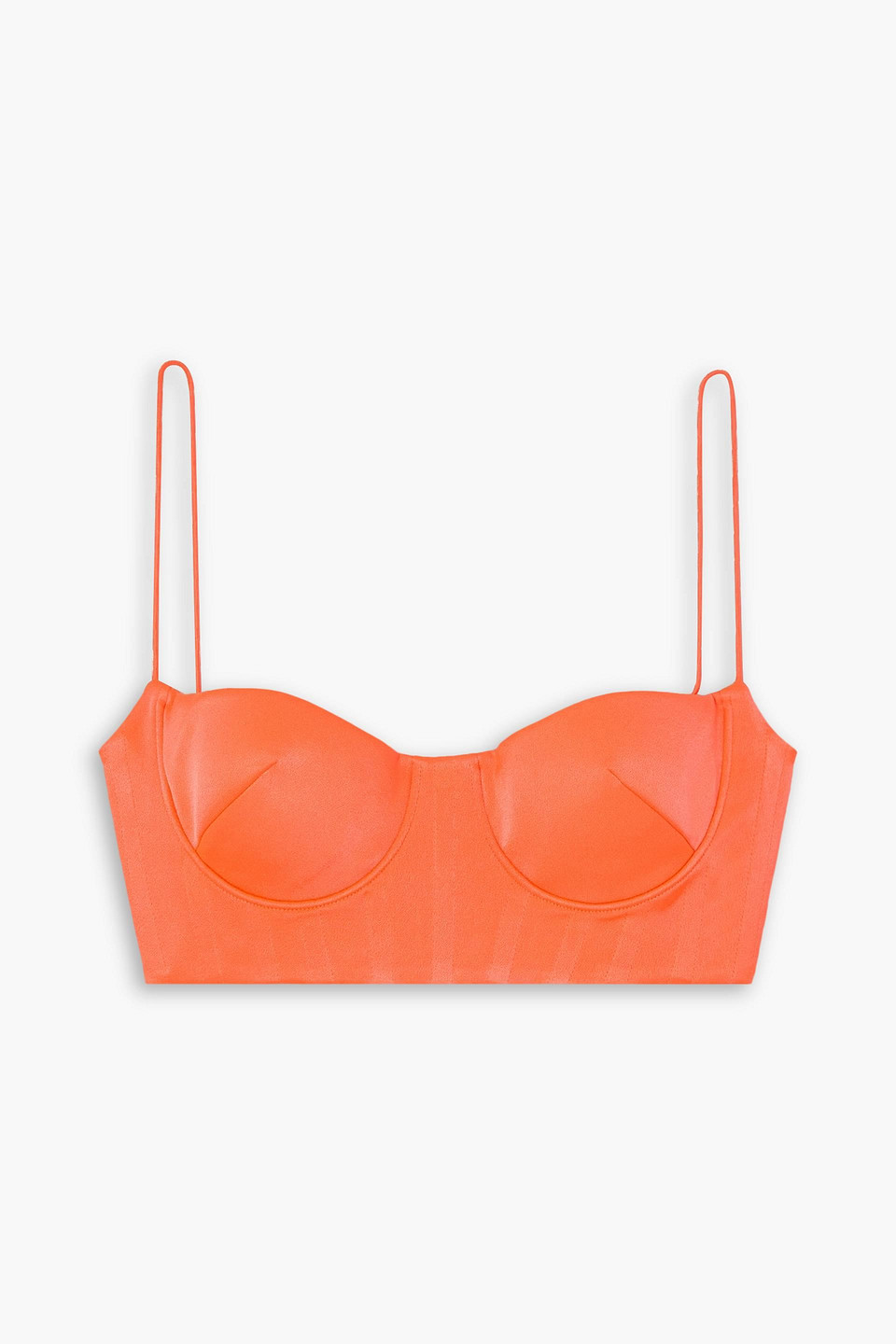 Alex Perry Hart Cropped Neon Satin-crepe Top In Bright Orange