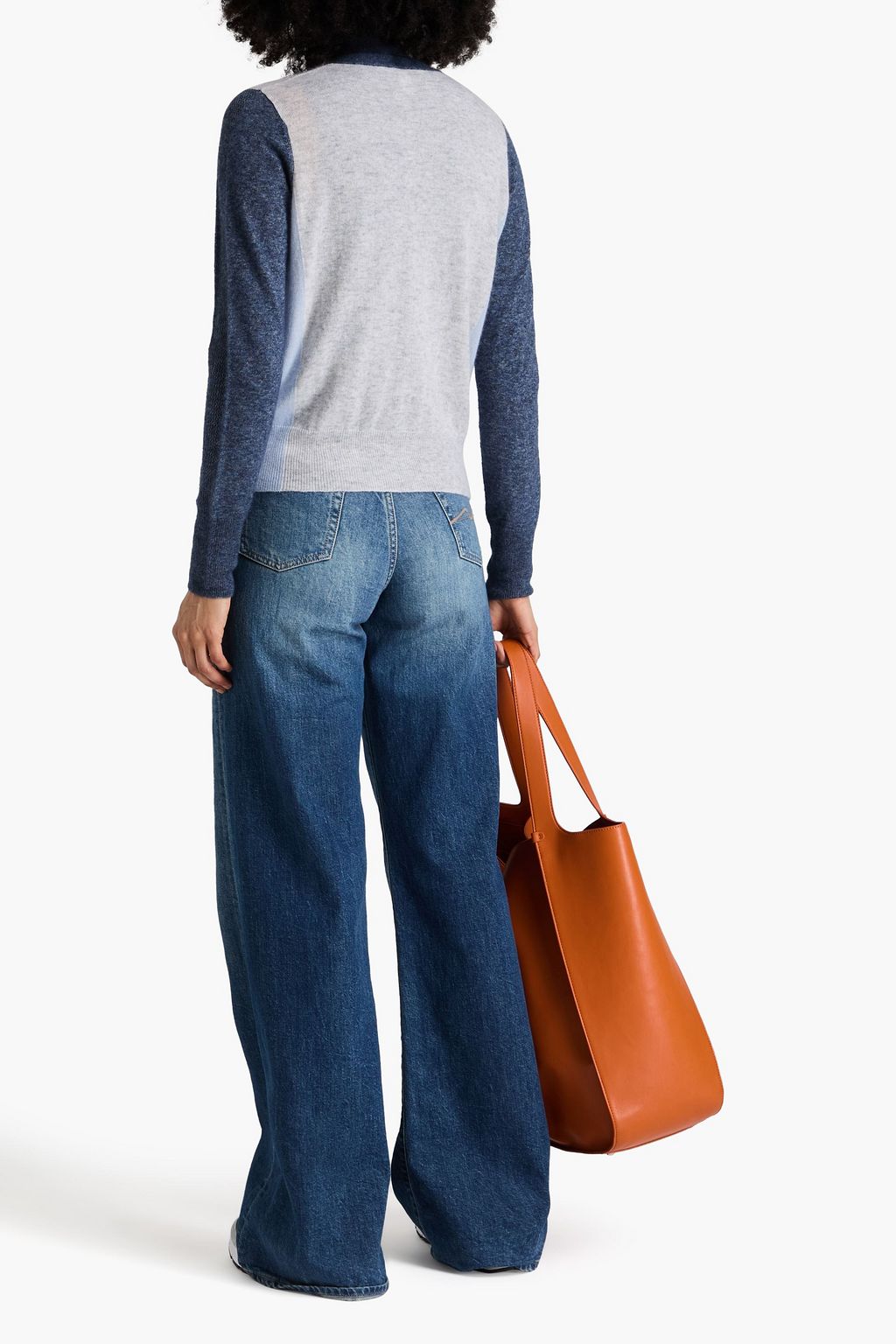 AUTUMN CASHMERE كارديغان من مزيج الحرير والكشمير بأقسام متباينة الألوان