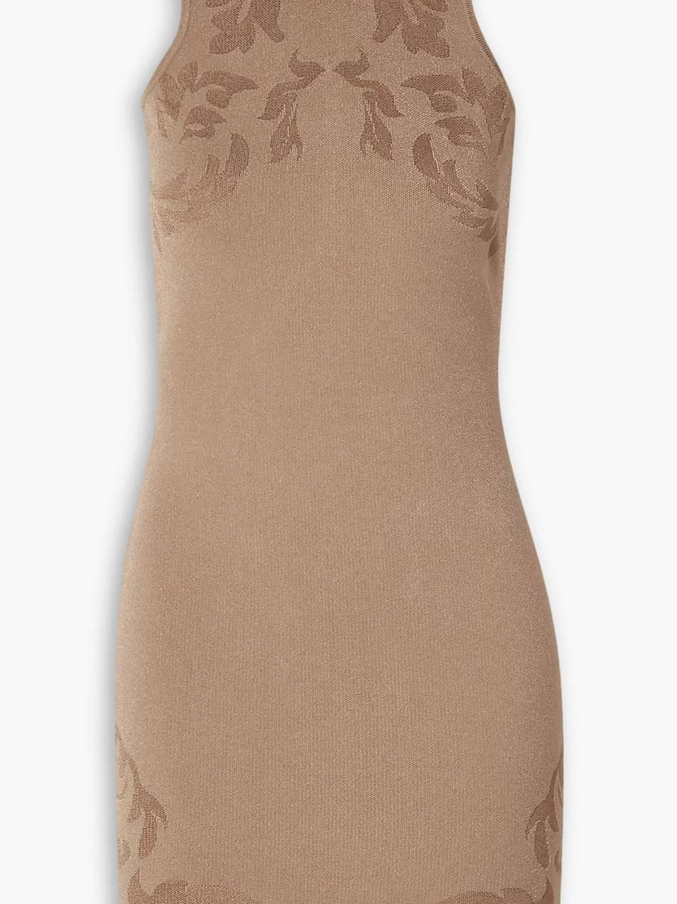 cutout floral jacquard-knit mini dress