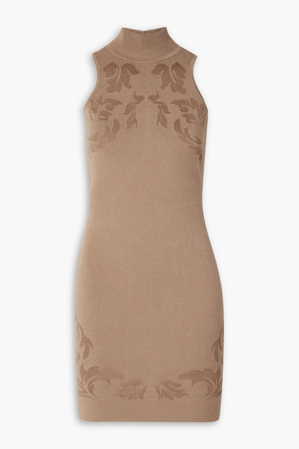 Cutout floral jacquard-knit mini dress