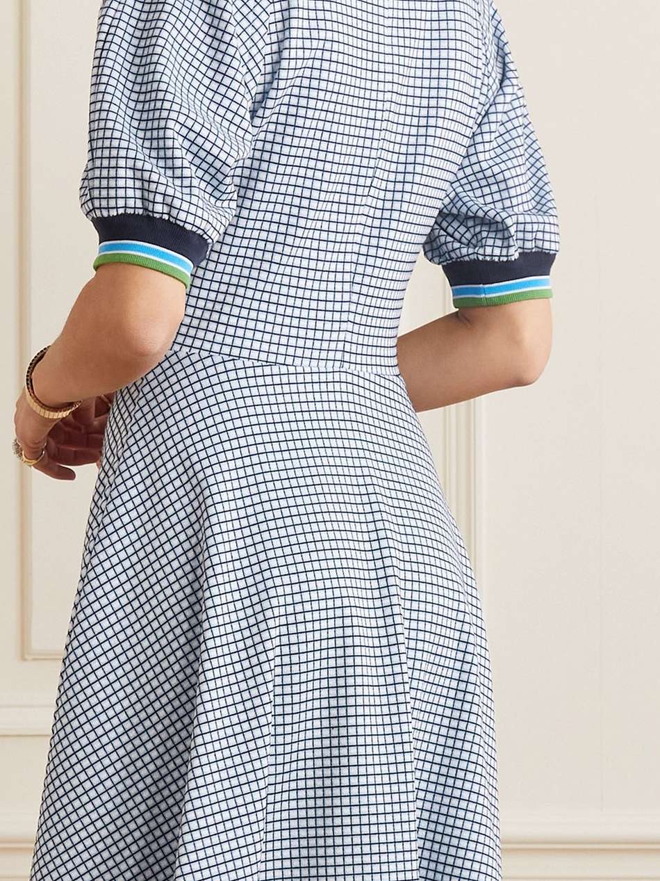 appliquéd checked stretch-knit dress