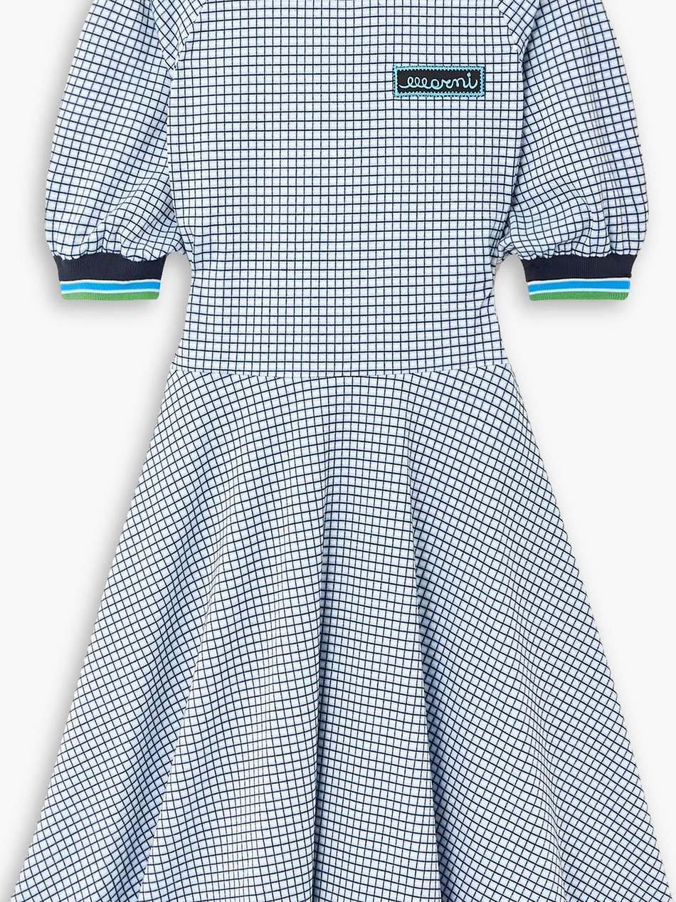 appliquéd checked stretch-knit dress