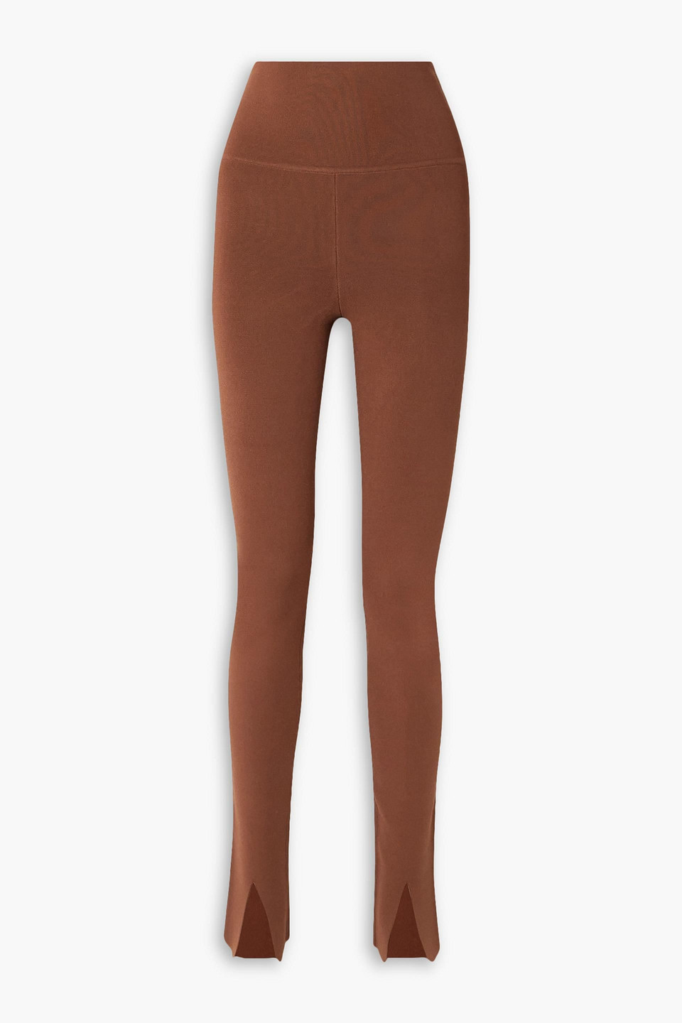 Victoria Beckham Stretch-knit Leggings In Brown
