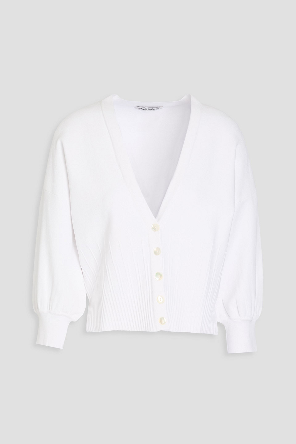 Autumn Cashmere Pintucked Knitted Cardigan In White
