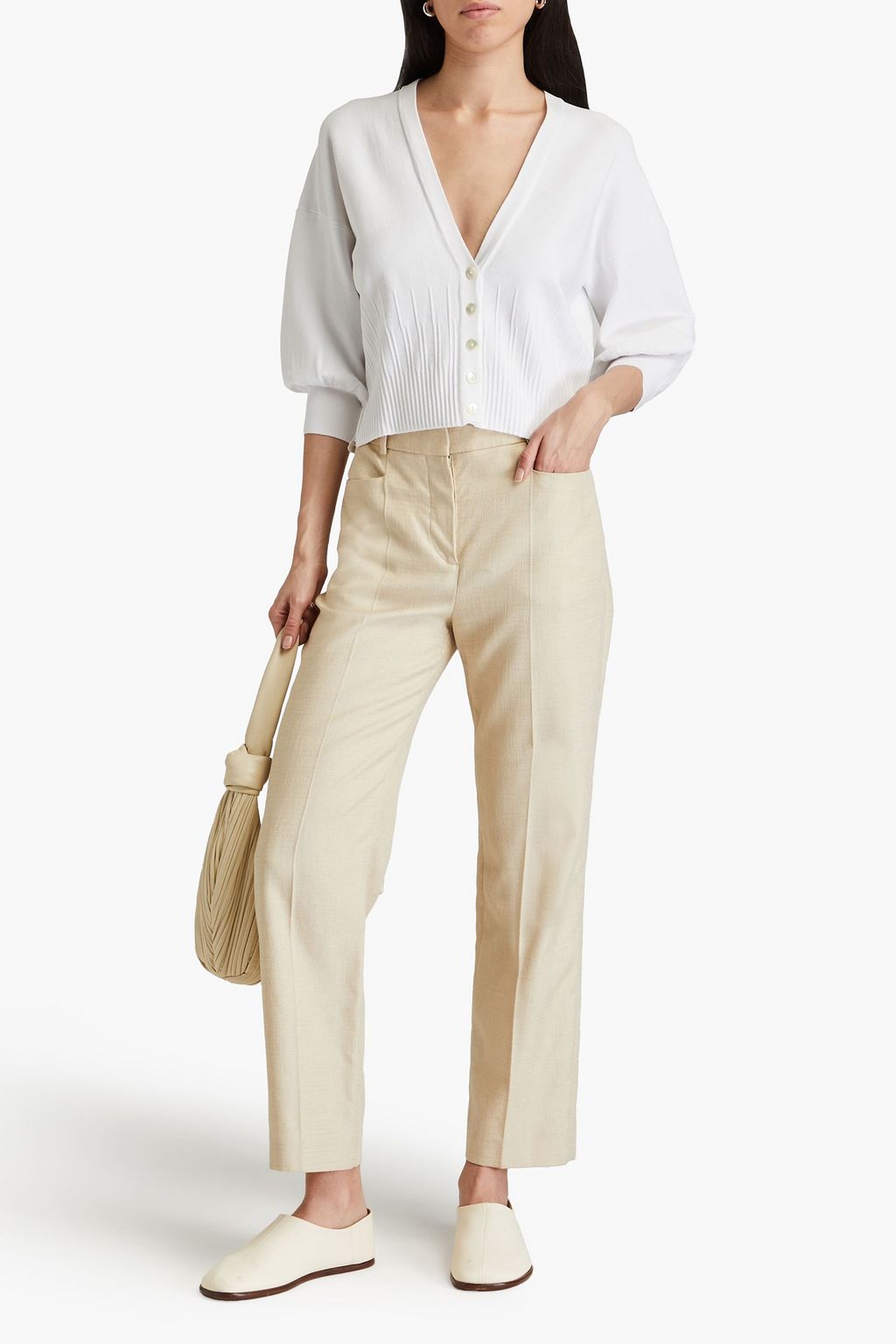 AUTUMN CASHMERE كارديغان محبوك مزين بثنيات رفيعة