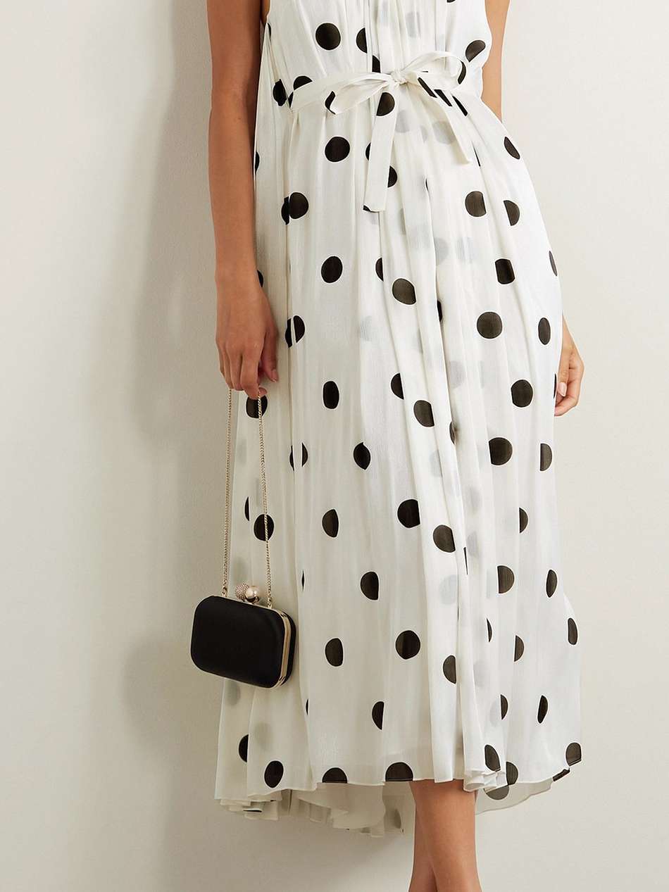 open-back polka-dot crepon halterneck midi dress