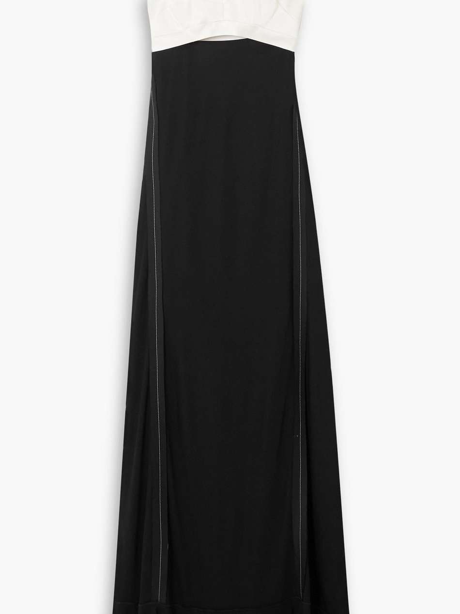cutout two-tone satin and crepe maxi dress