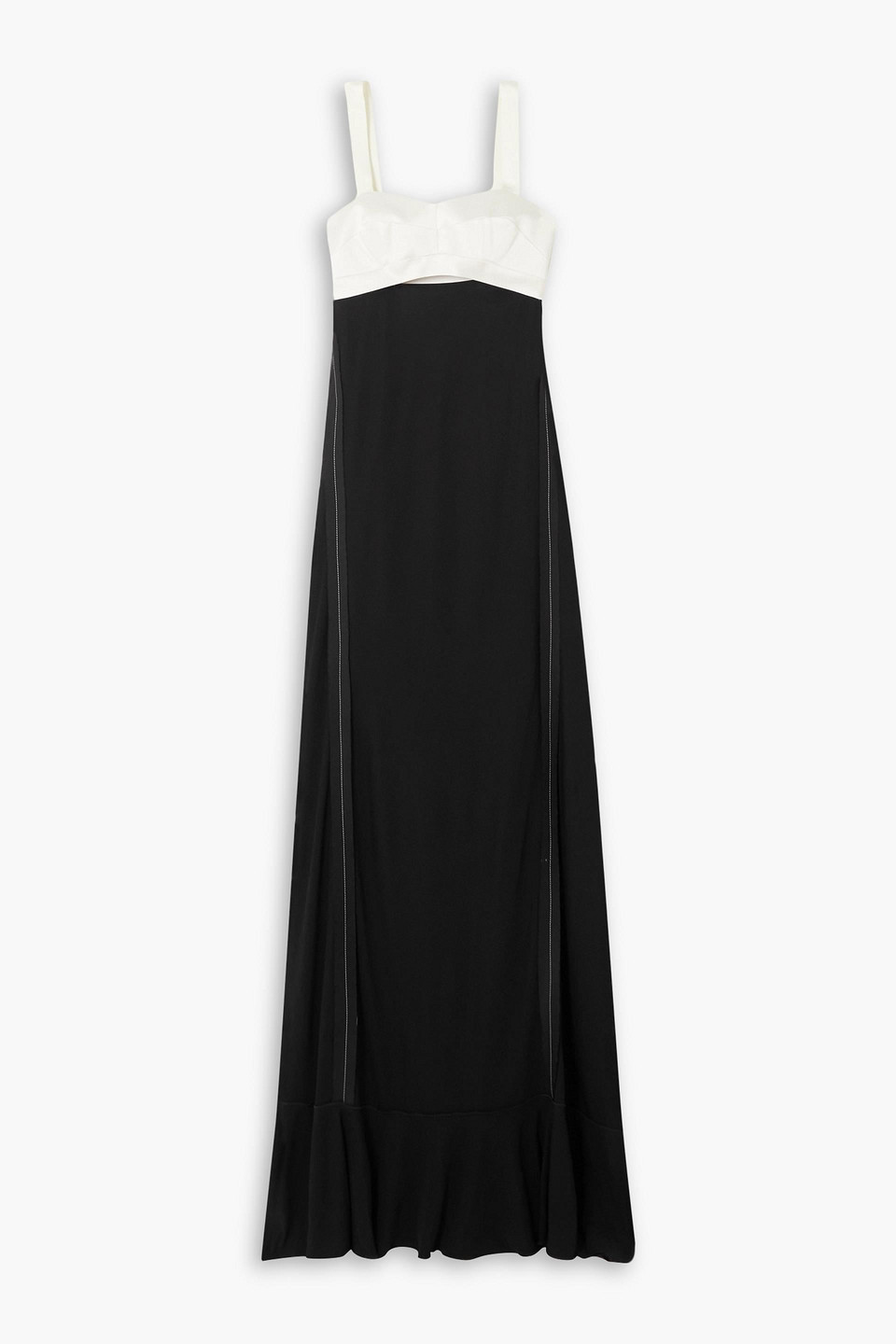 Victoria Beckham Cutout Two-tone Satin And Crepe Maxi Dress In Black