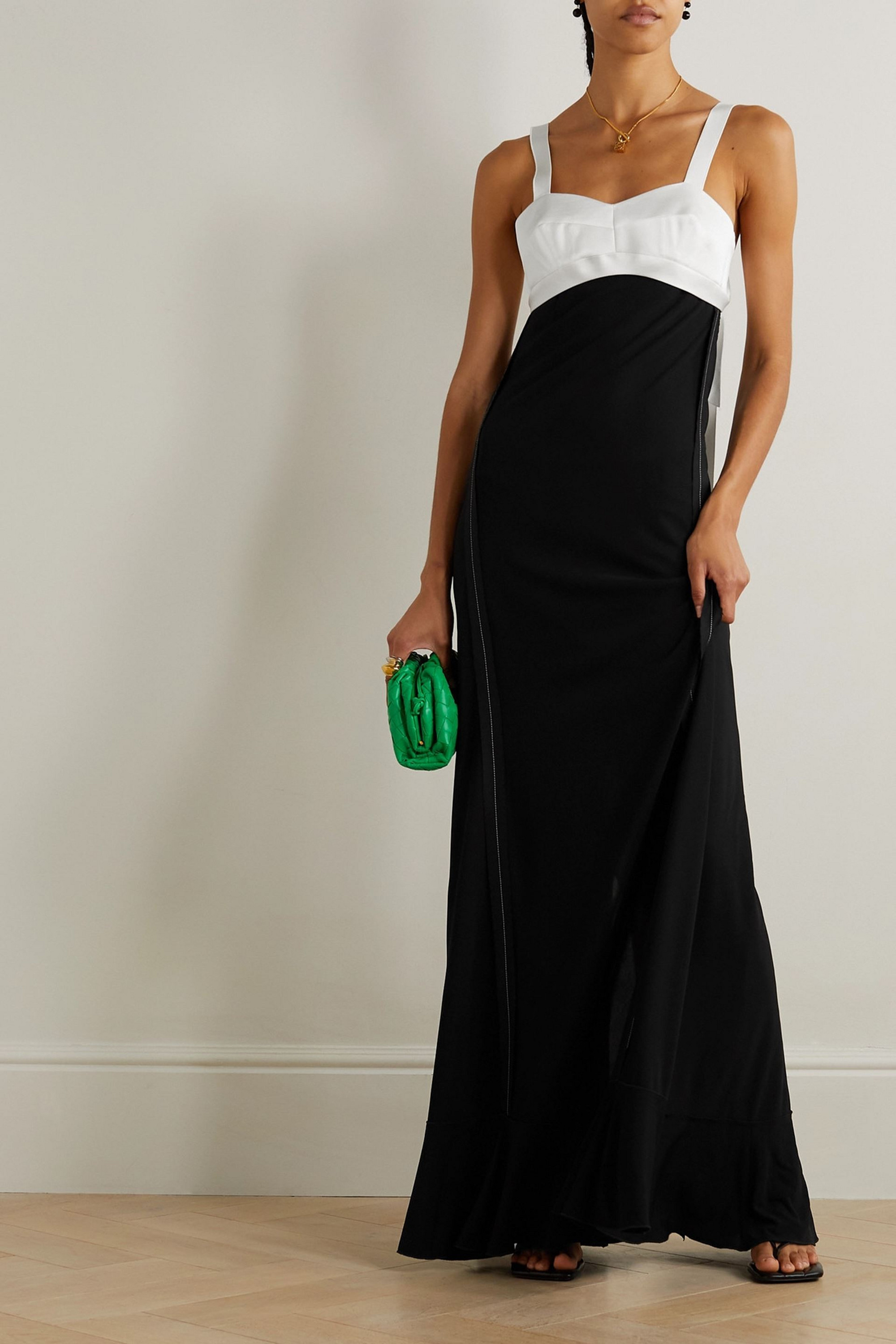 Victoria Beckham Cutout two-tone satin and crepe maxi dress