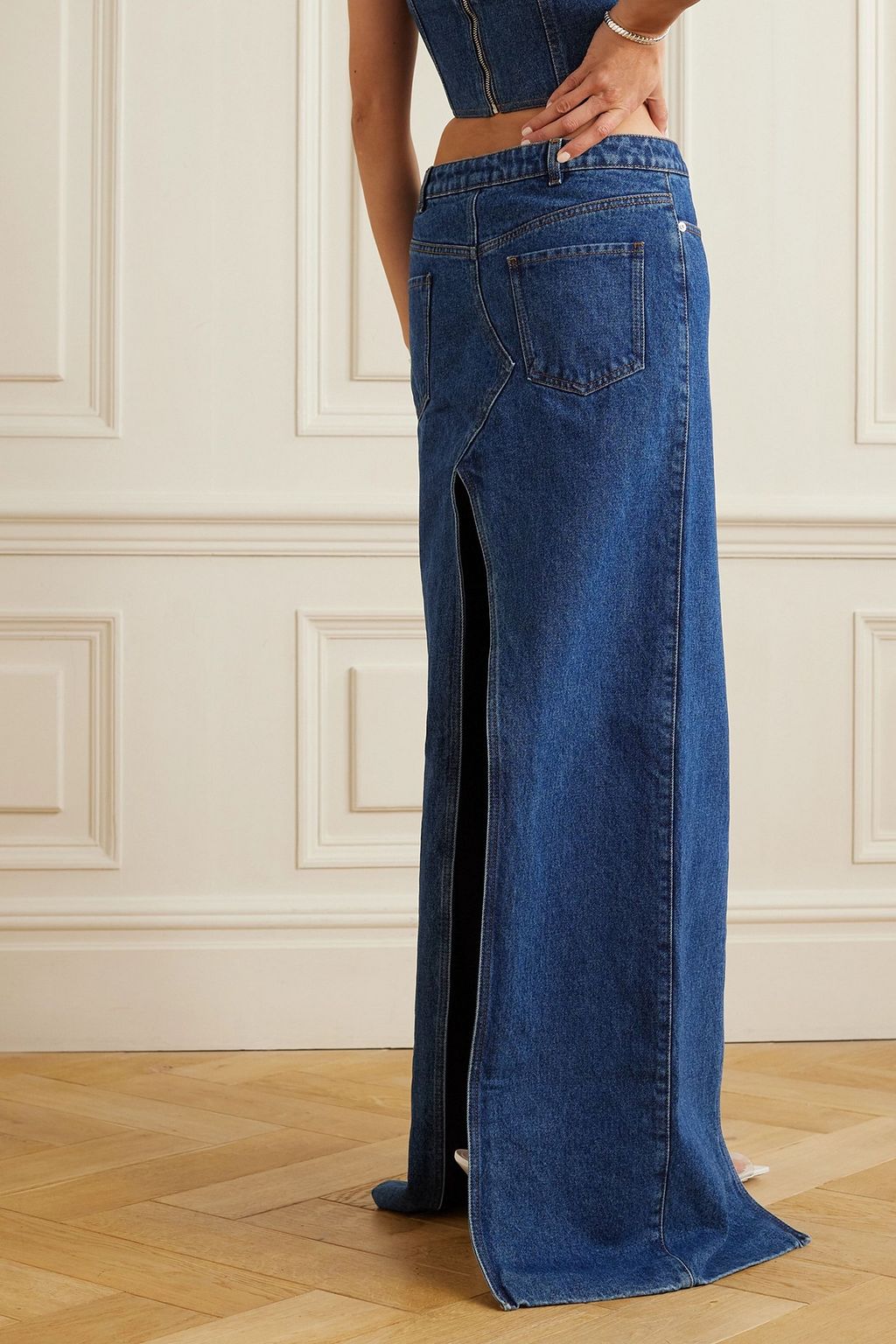 DAVID KOMA Denim maxi skirt