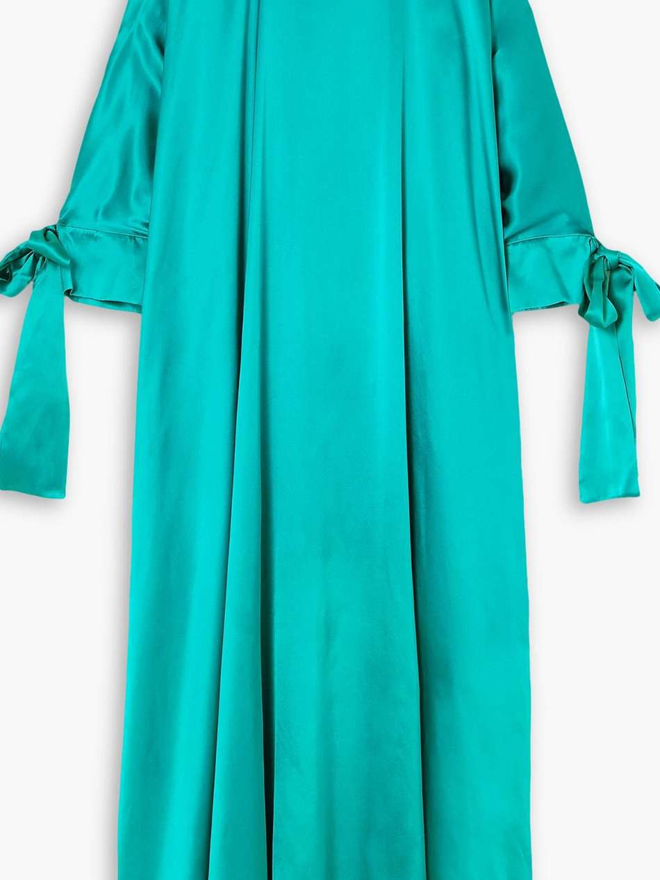 bow-detailed silk-satin kaftan