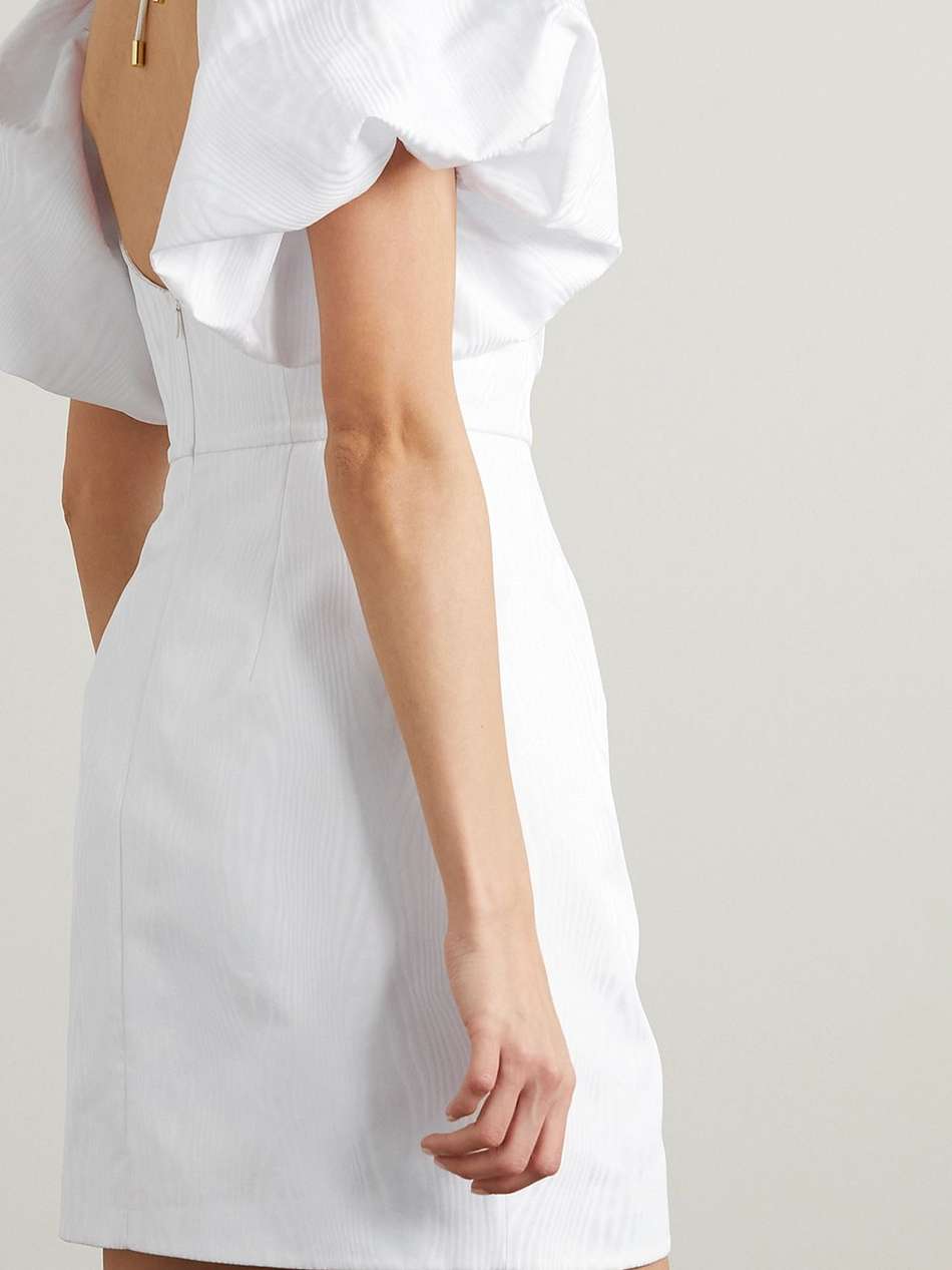 chene wrap-effect moire mini dress