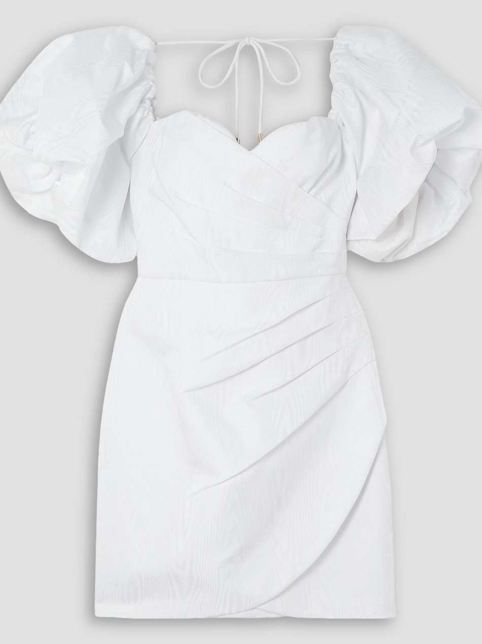 chene wrap-effect moire mini dress
