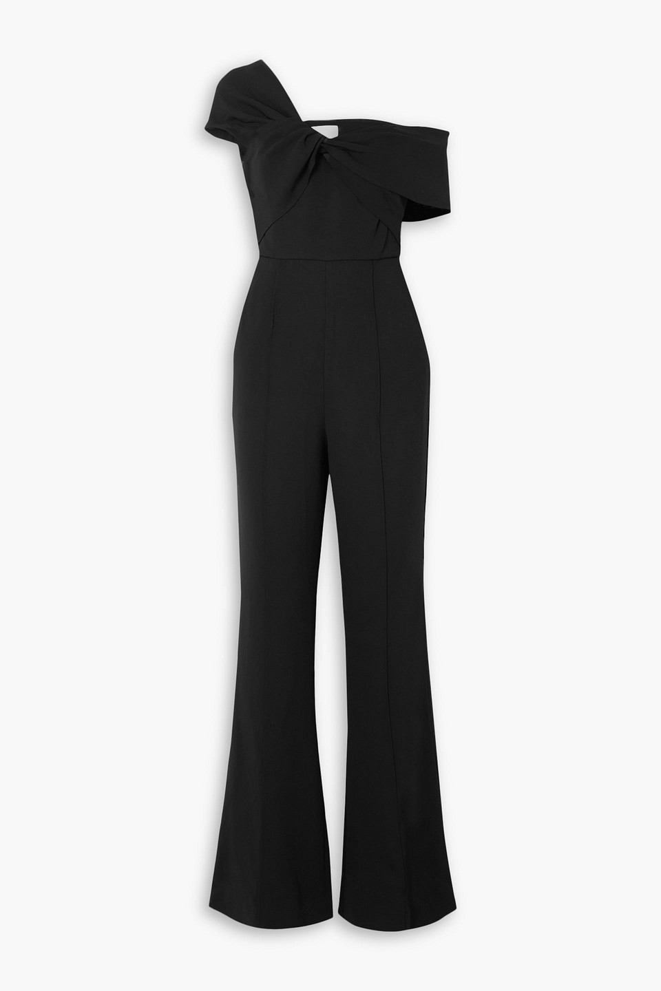 Roland Mouret One-shoulder Twist-front Stretch-cady Jumpsuit In Black