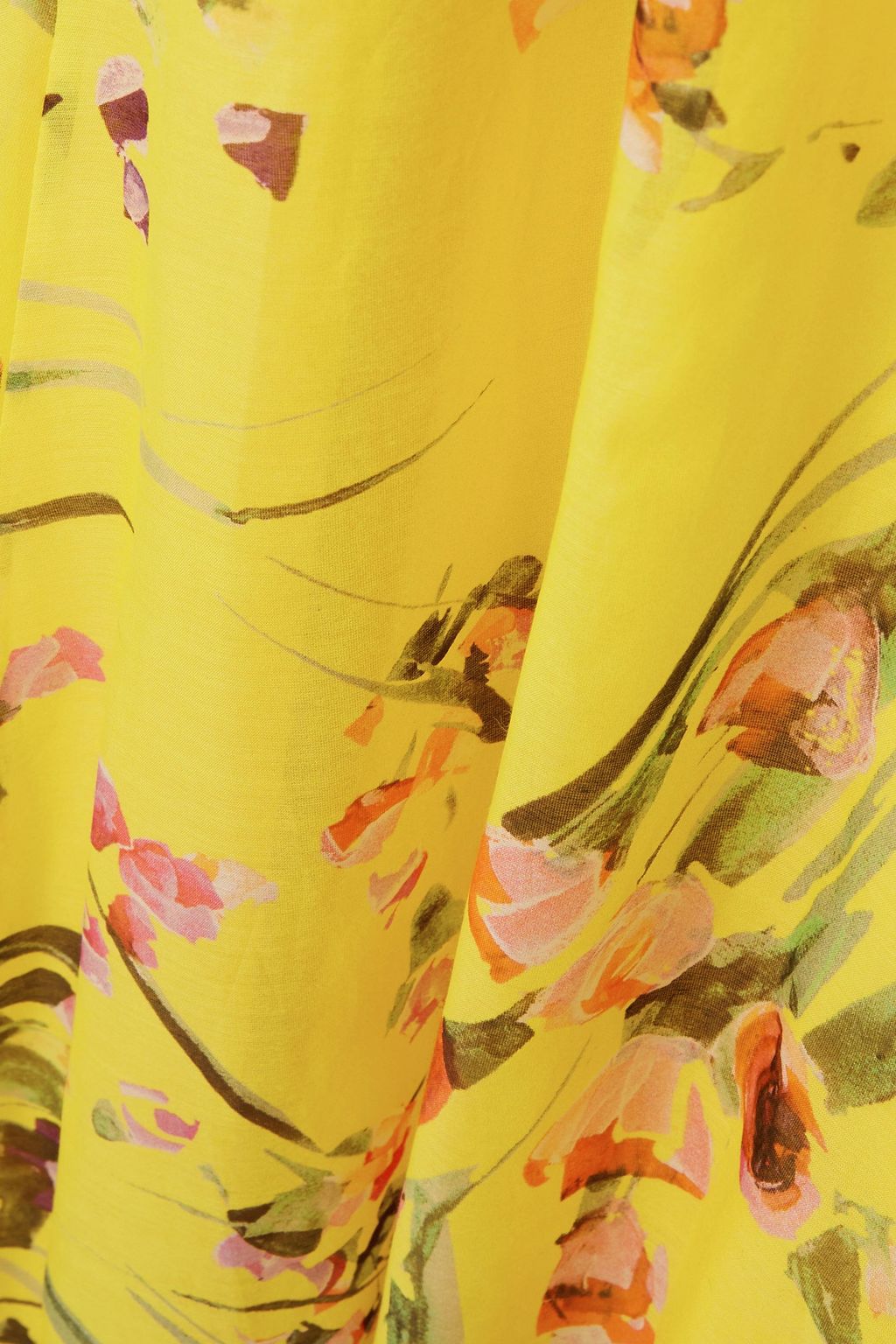 LELA ROSE Wildflower tie-detailed floral-print cotton and silk-blend voile midi dress