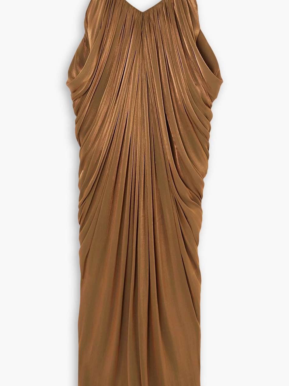 draped lamé maxi dress