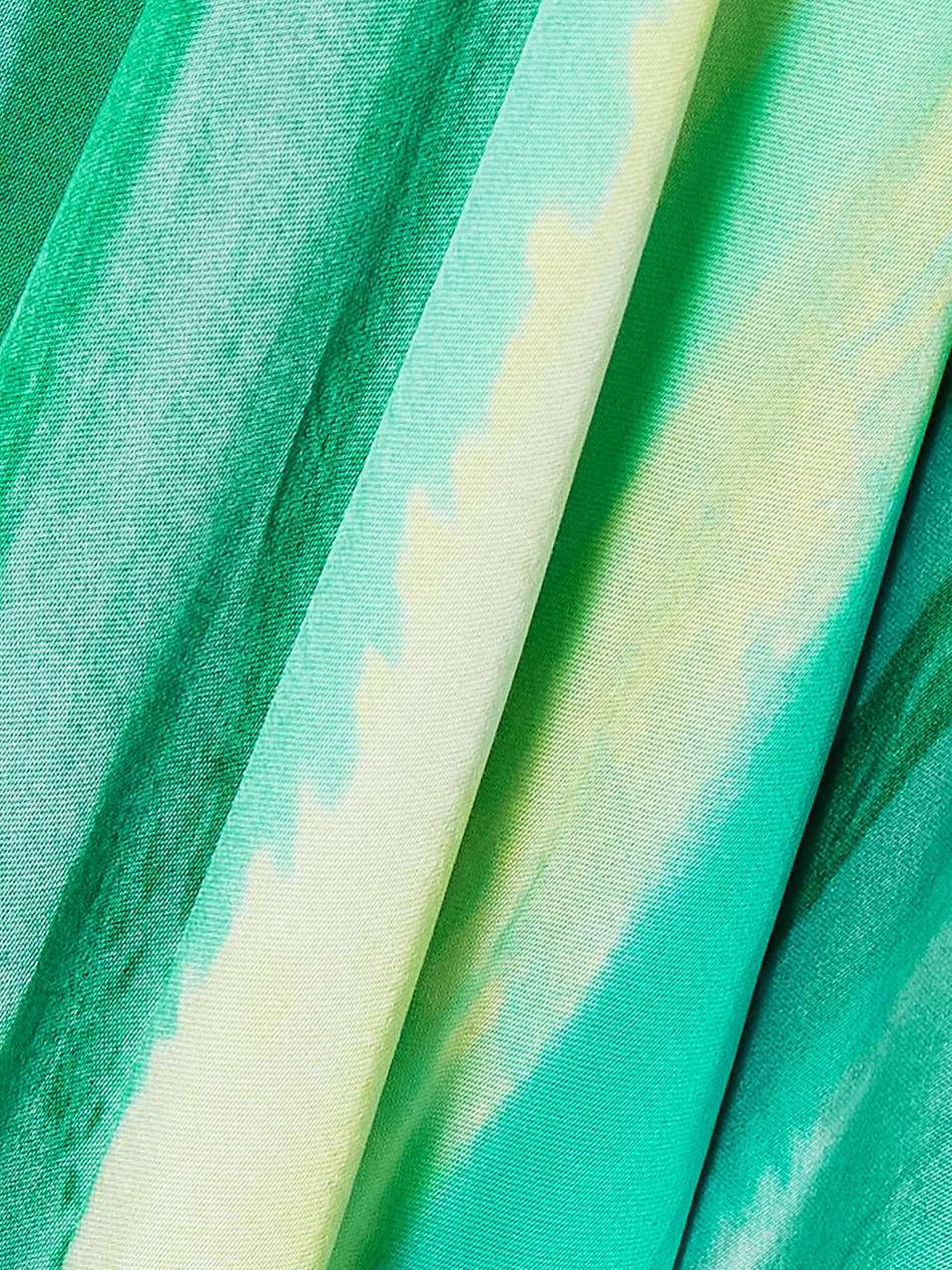 bow-detailed printed silk-satin kaftan