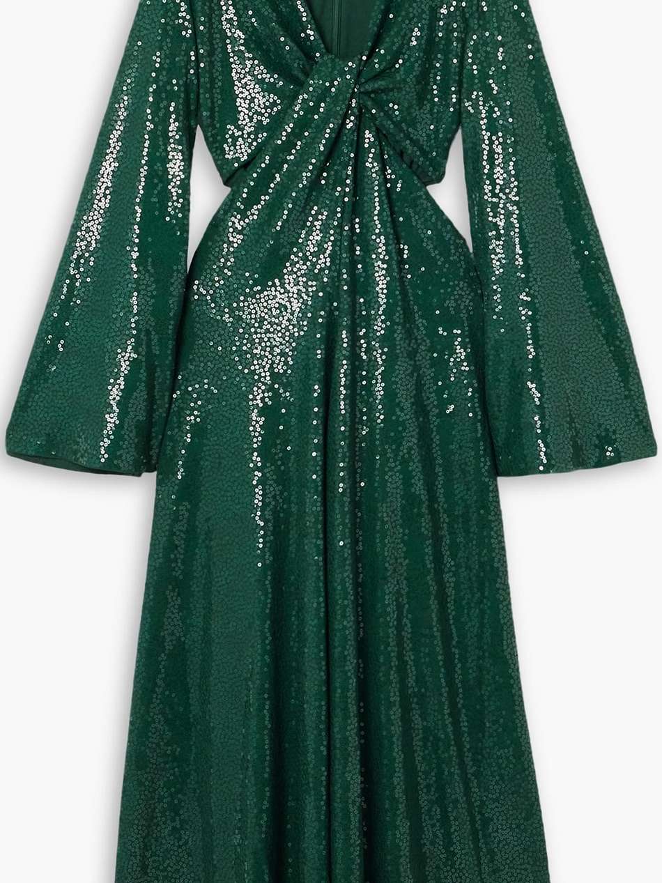 cutout sequined chiffon midi dress