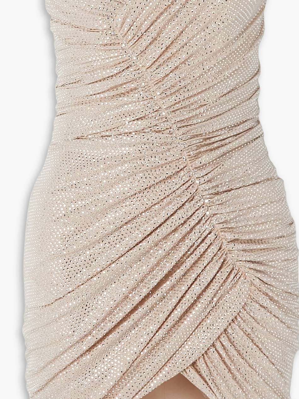 strapless ruched embellished stretch-jersey mini dress
