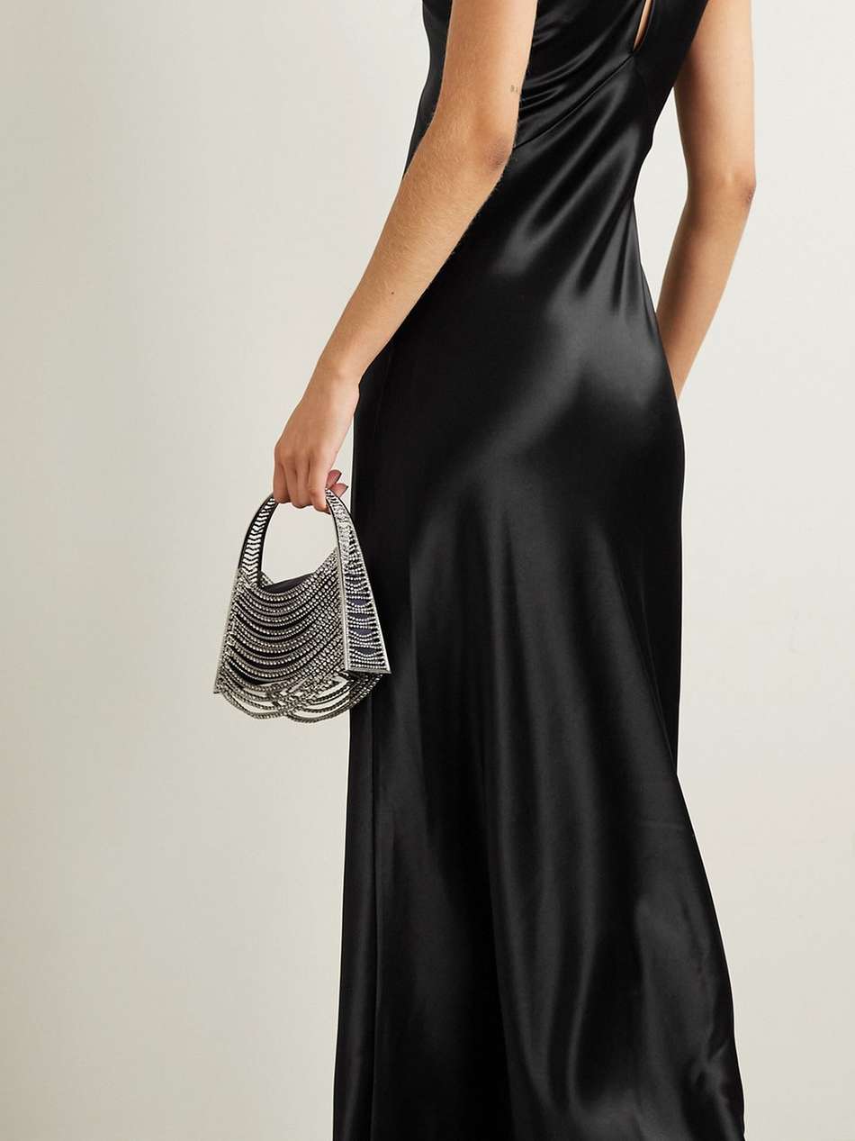 evelyn cutout satin halterneck maxi dress