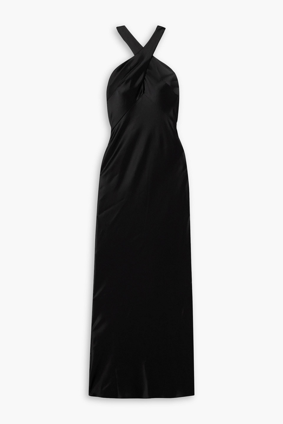 Galvan Women's Evelyn Satin Crisscross Halter Gown In Black