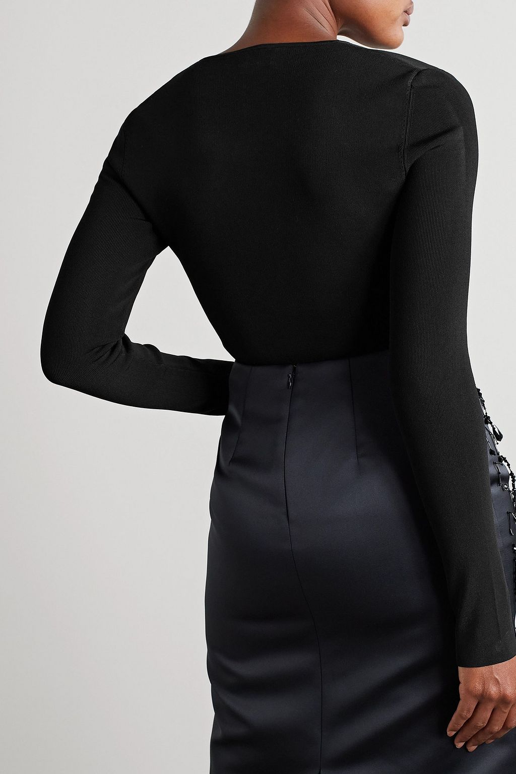 VB BODY VICTORIA BECKHAM Scalloped stretch-jersey thong bodysuit