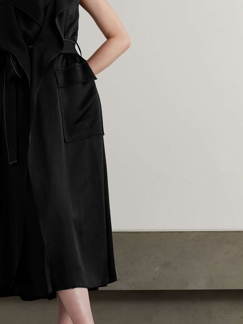trench belted cutout satin-crepe midi wrap dress