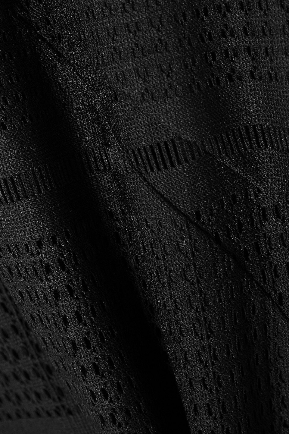 Halpern Ruffled Paneled Open-knit Midi Dress In Schwarz