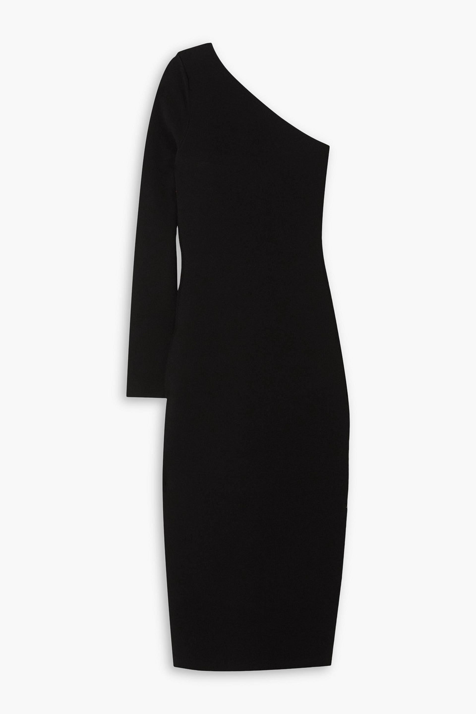 Victoria Beckham Vb Body One-shoulder Stretch-knit Midi Dress In Black