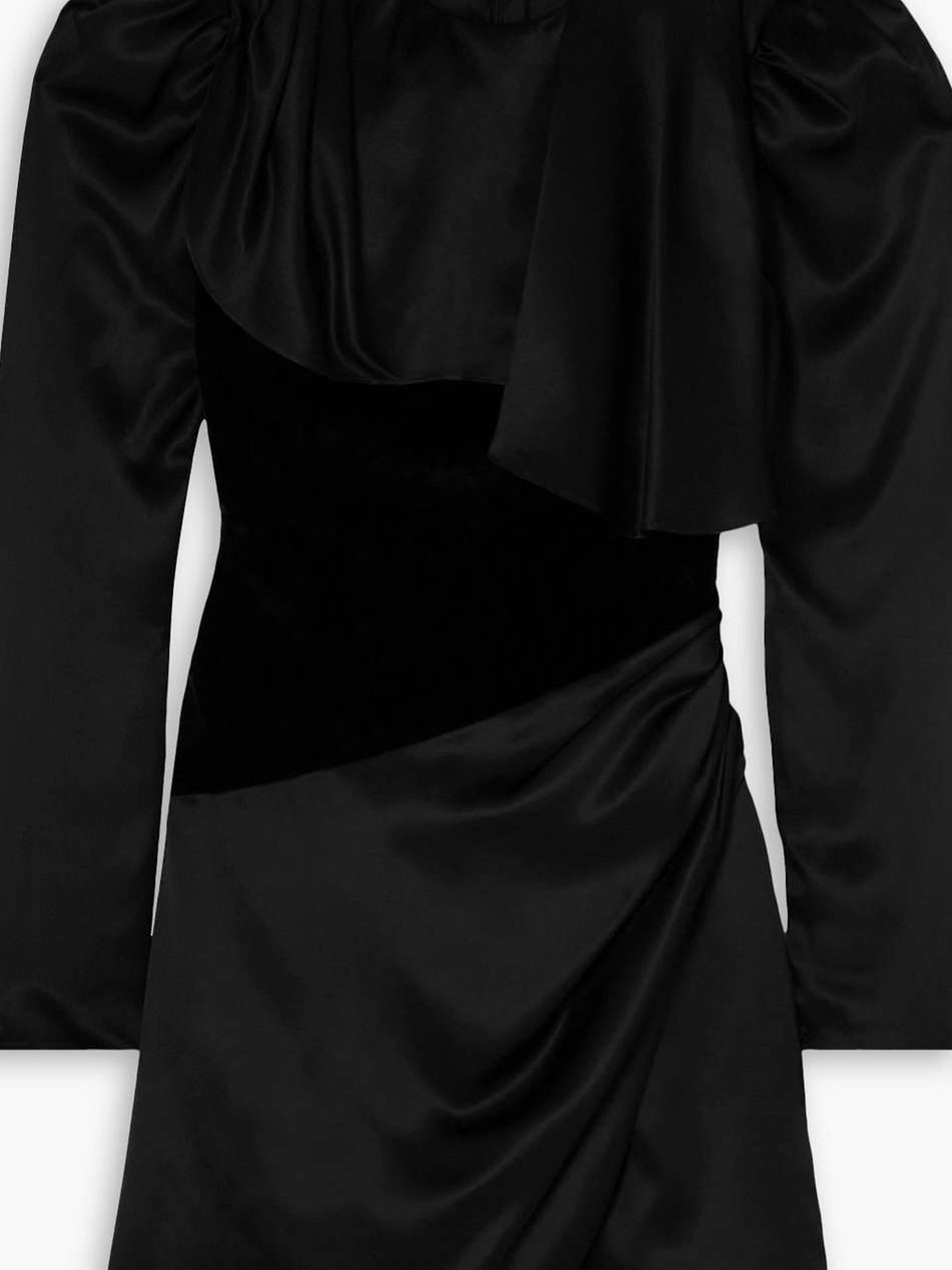 draped crystal-embellished stretch-velvet and silk-satin mini dress
