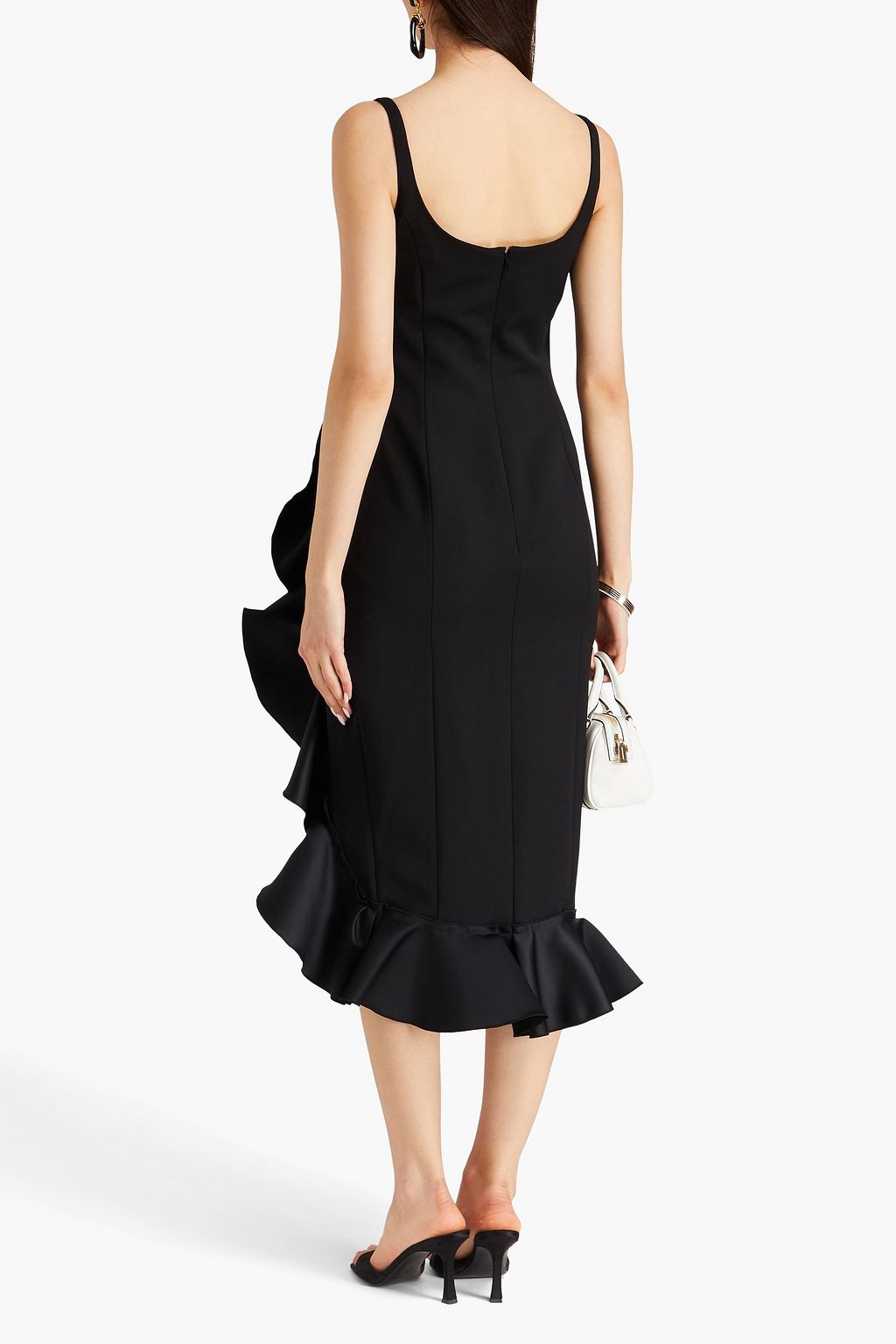 CAROLINA HERRERA 러플 장식 울 혼방 크레이프 드레스