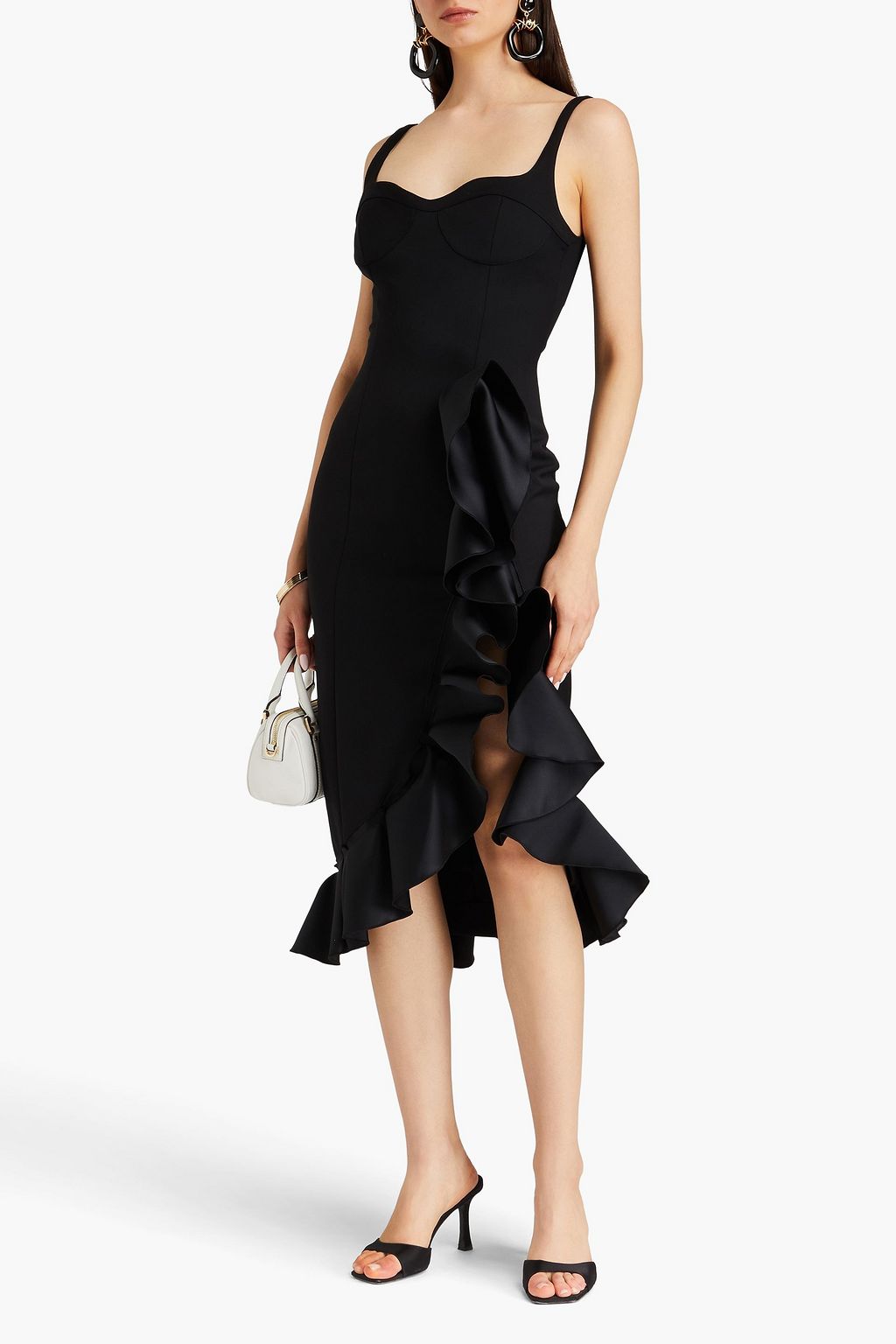 CAROLINA HERRERA 러플 장식 울 혼방 크레이프 드레스