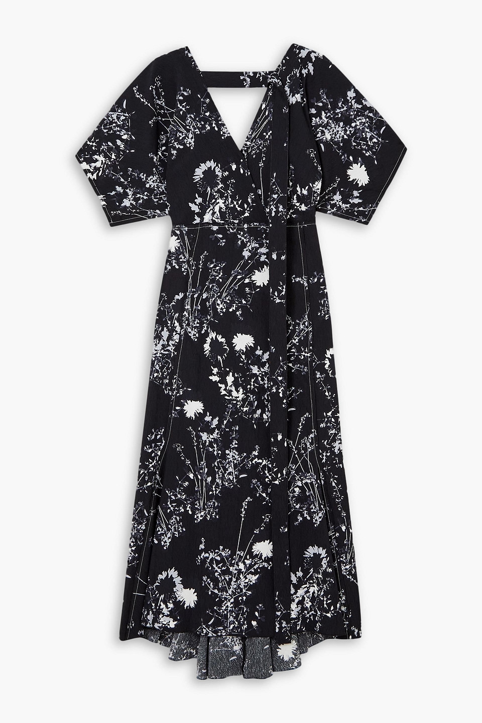 victoria beckham - floral-print crepon midi dress - black - uk 4